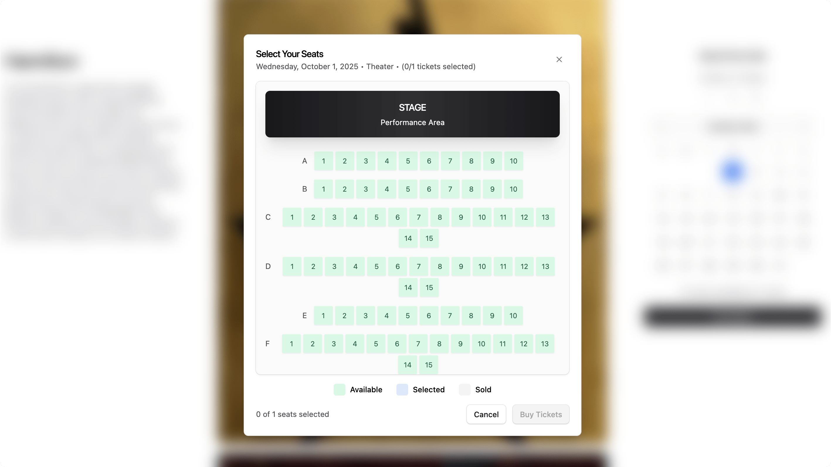 Preview of the seat selection on the product page