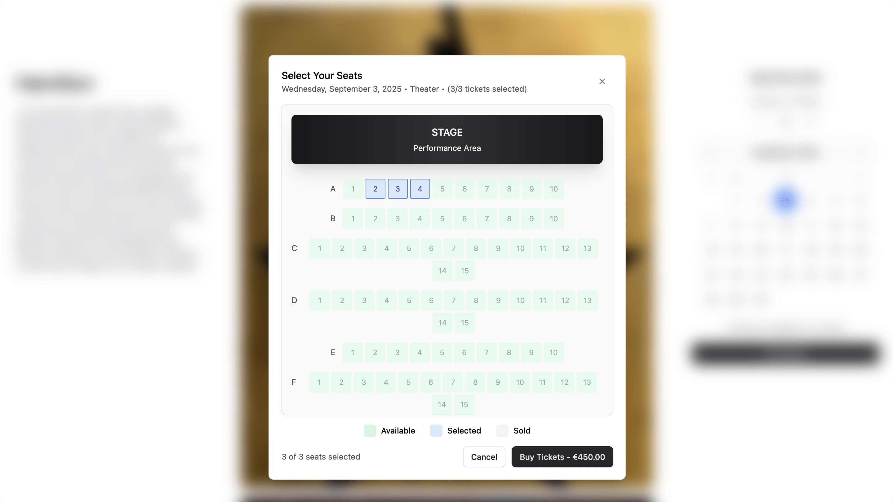 Preview of the seat selector component