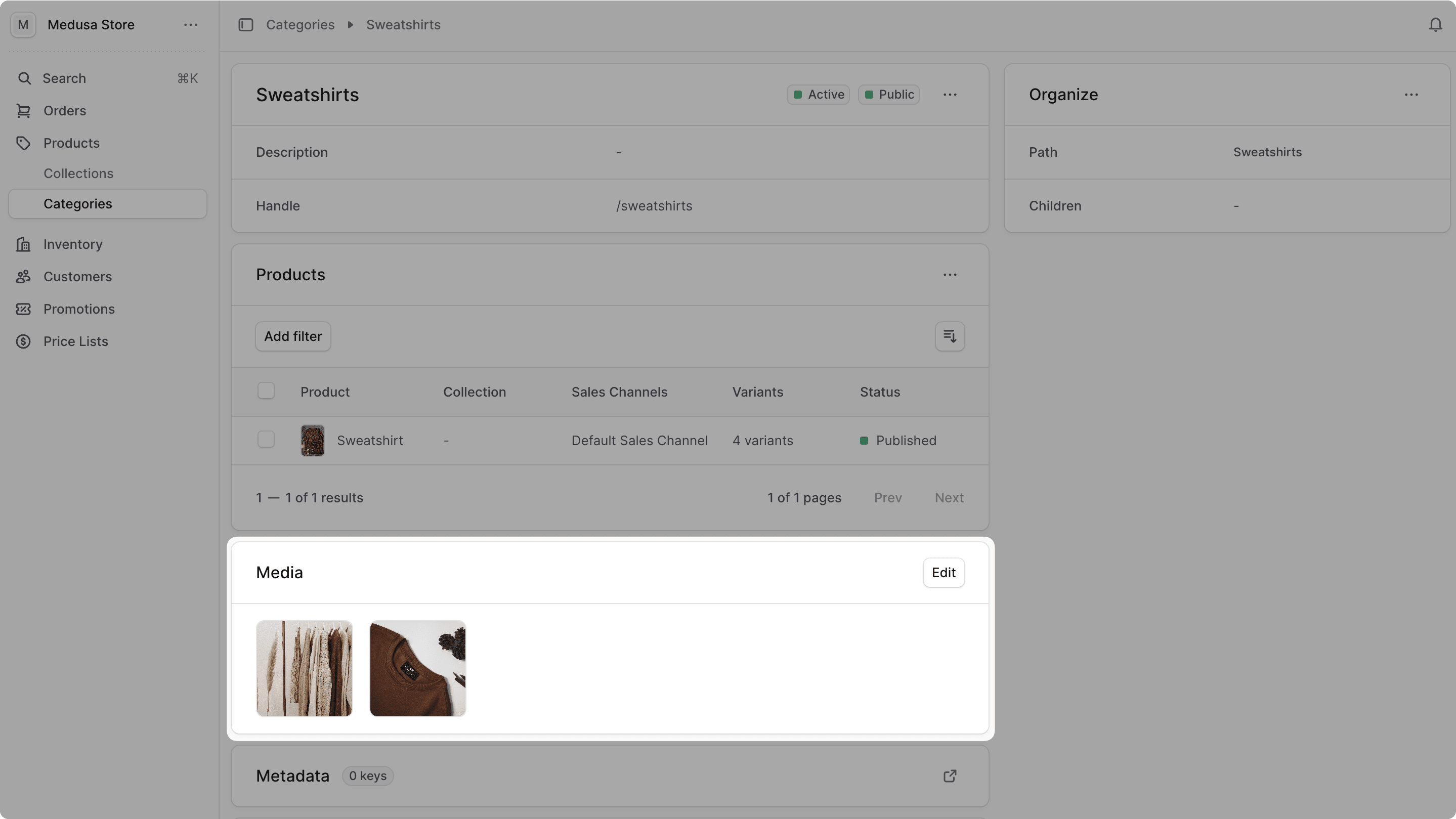 Media widget showing images after upload