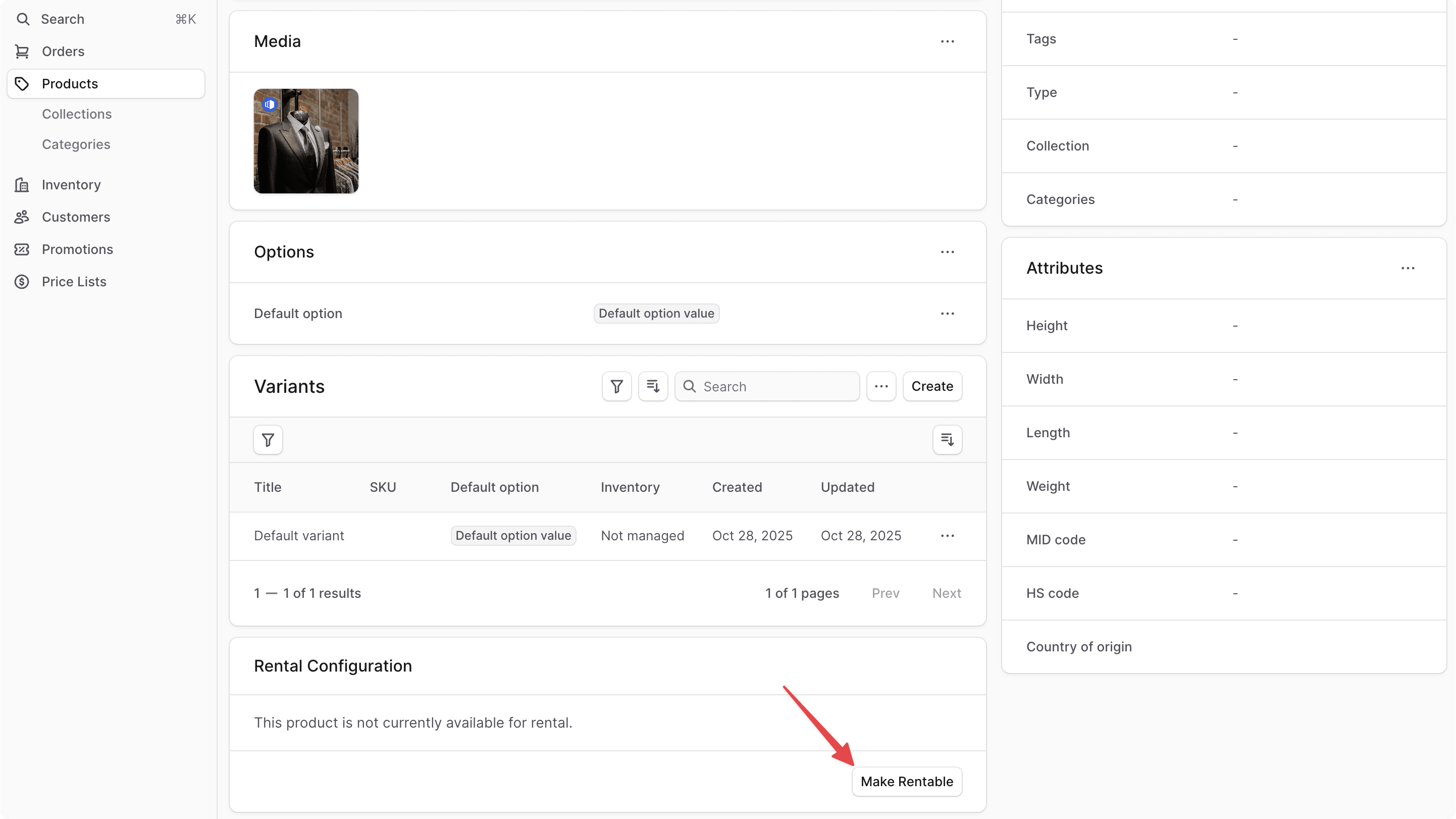 Rental Configuration Widget