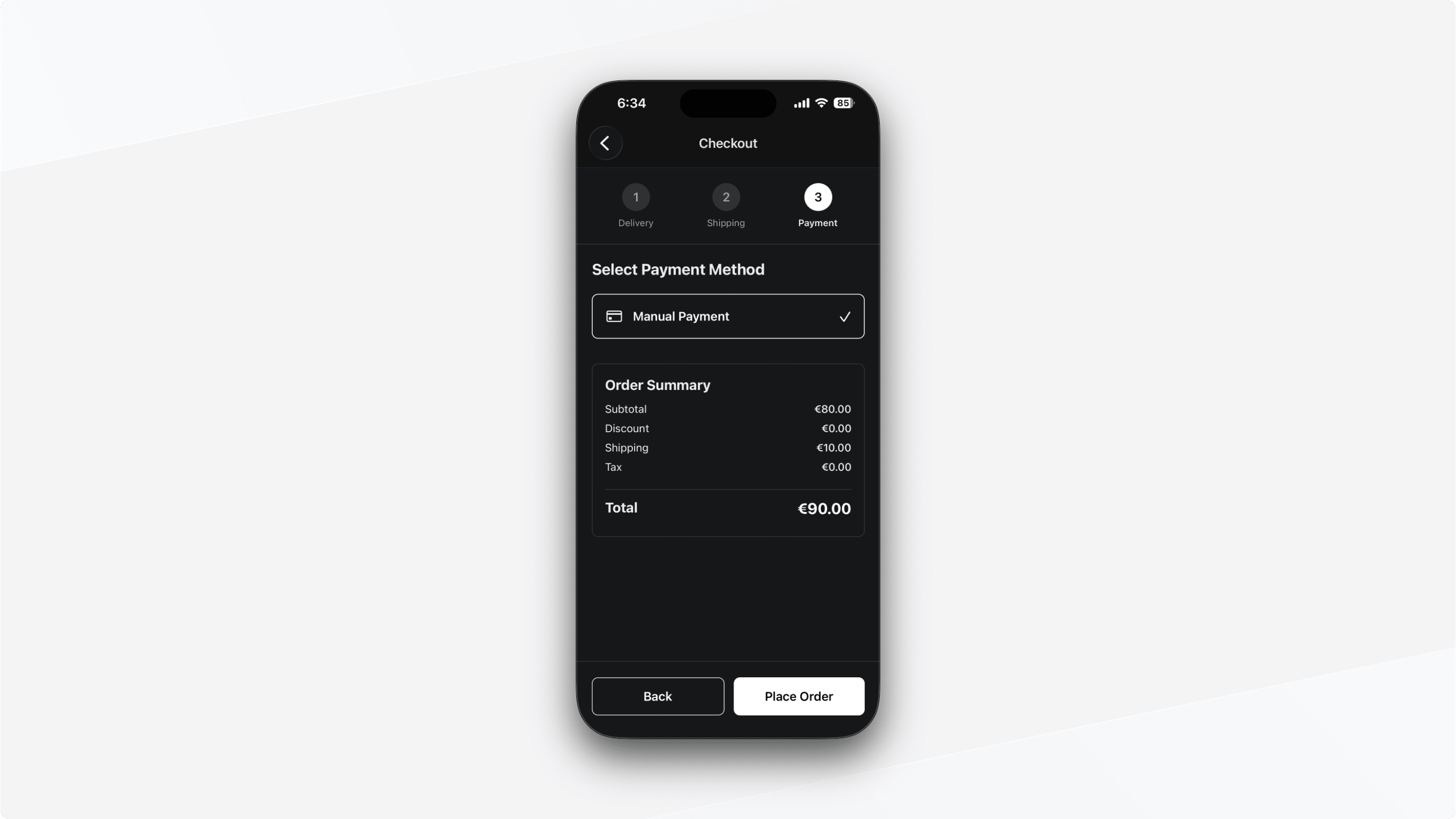Payment step with payment provider selected
