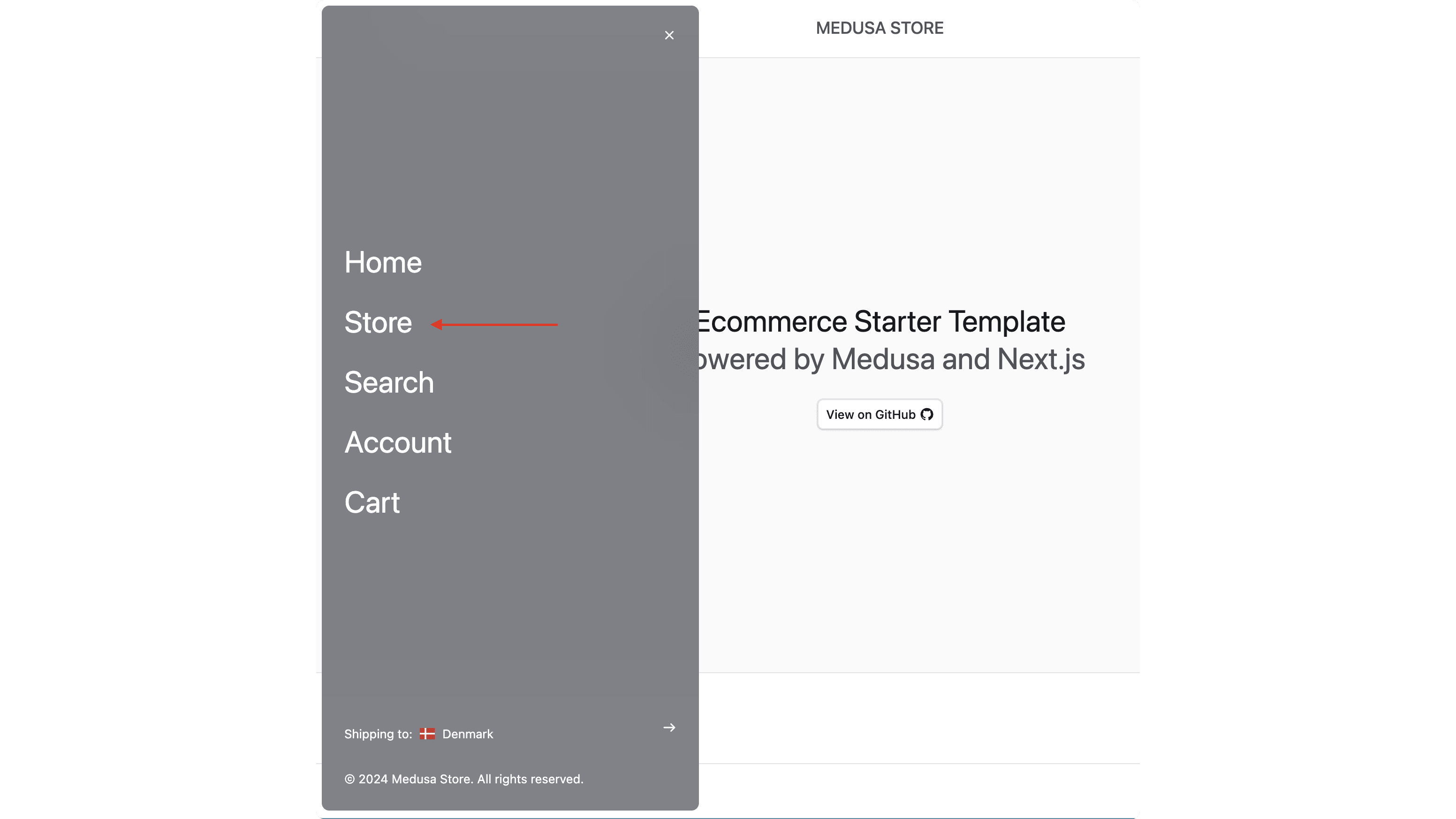 Choose Store from Menu
