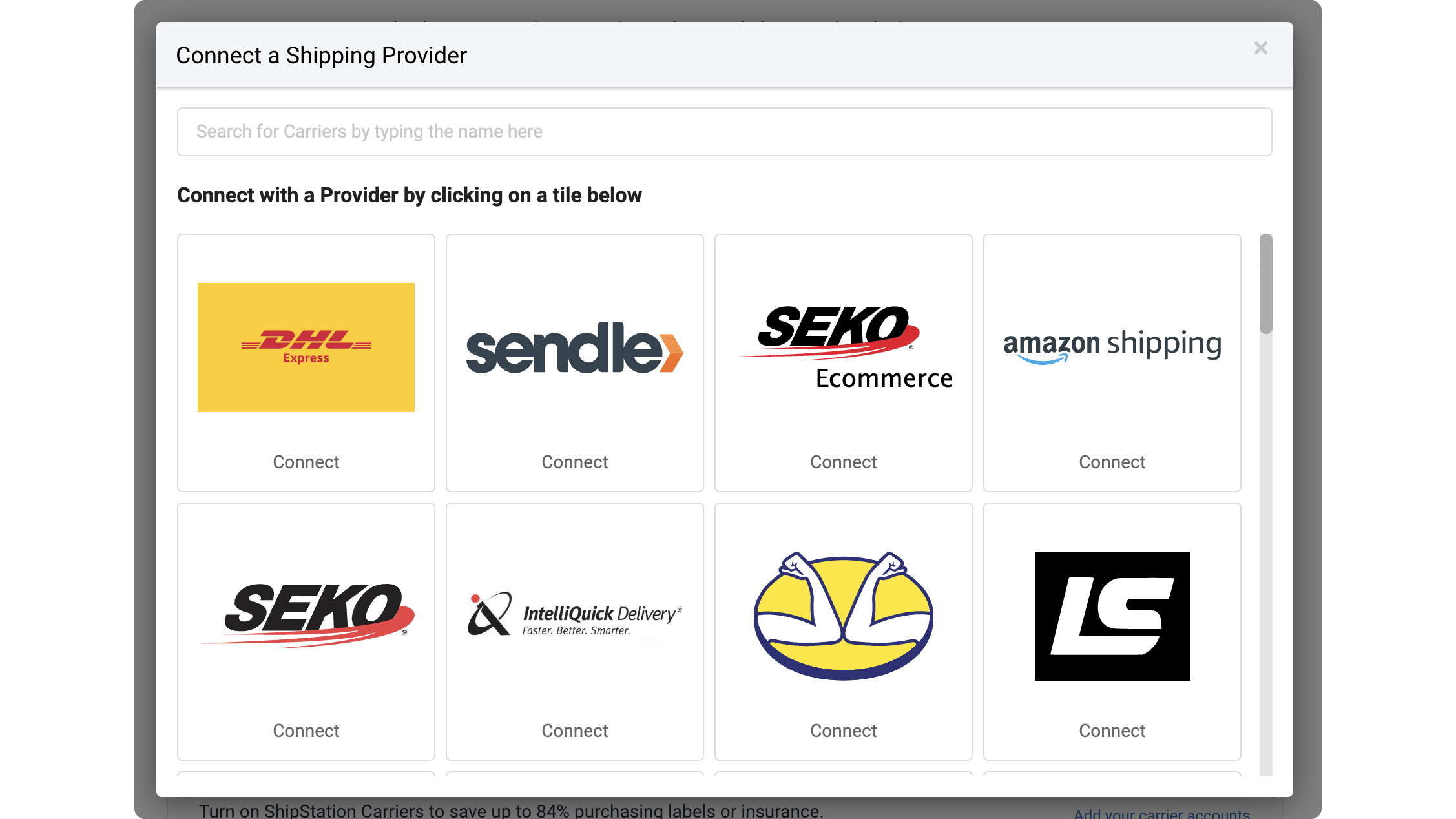 Click on the provider tiles in the pop-up window