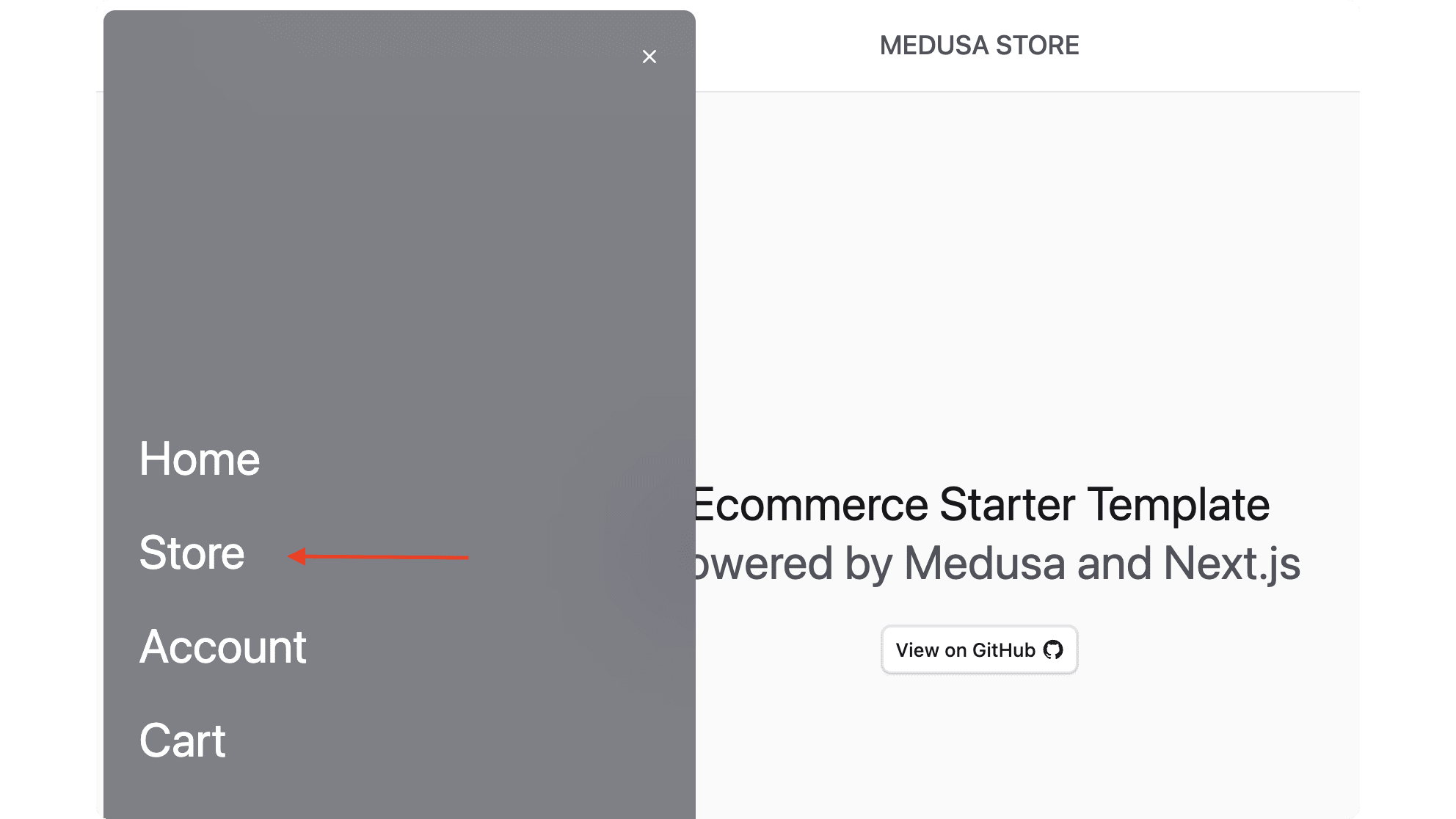 After you click on Menu, choose Store from the side menu.