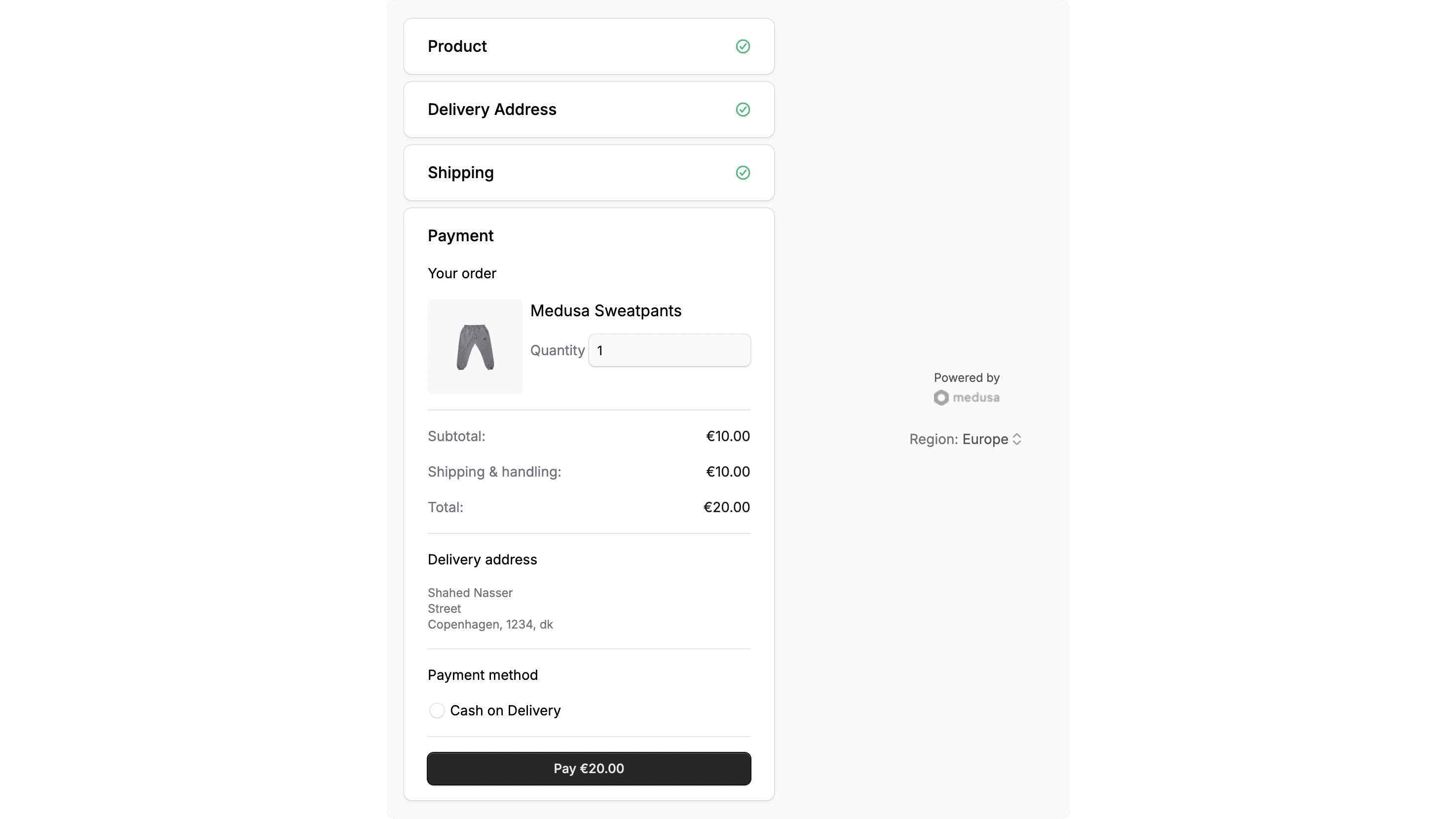 Payment step showing the payment providers and a pay button
