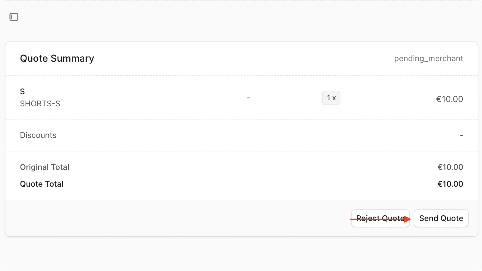 Quote details page with send quote button in Medusa Admin