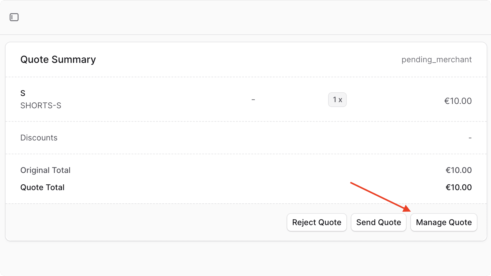 Manage Quote button on quote's details page in Medusa Admin
