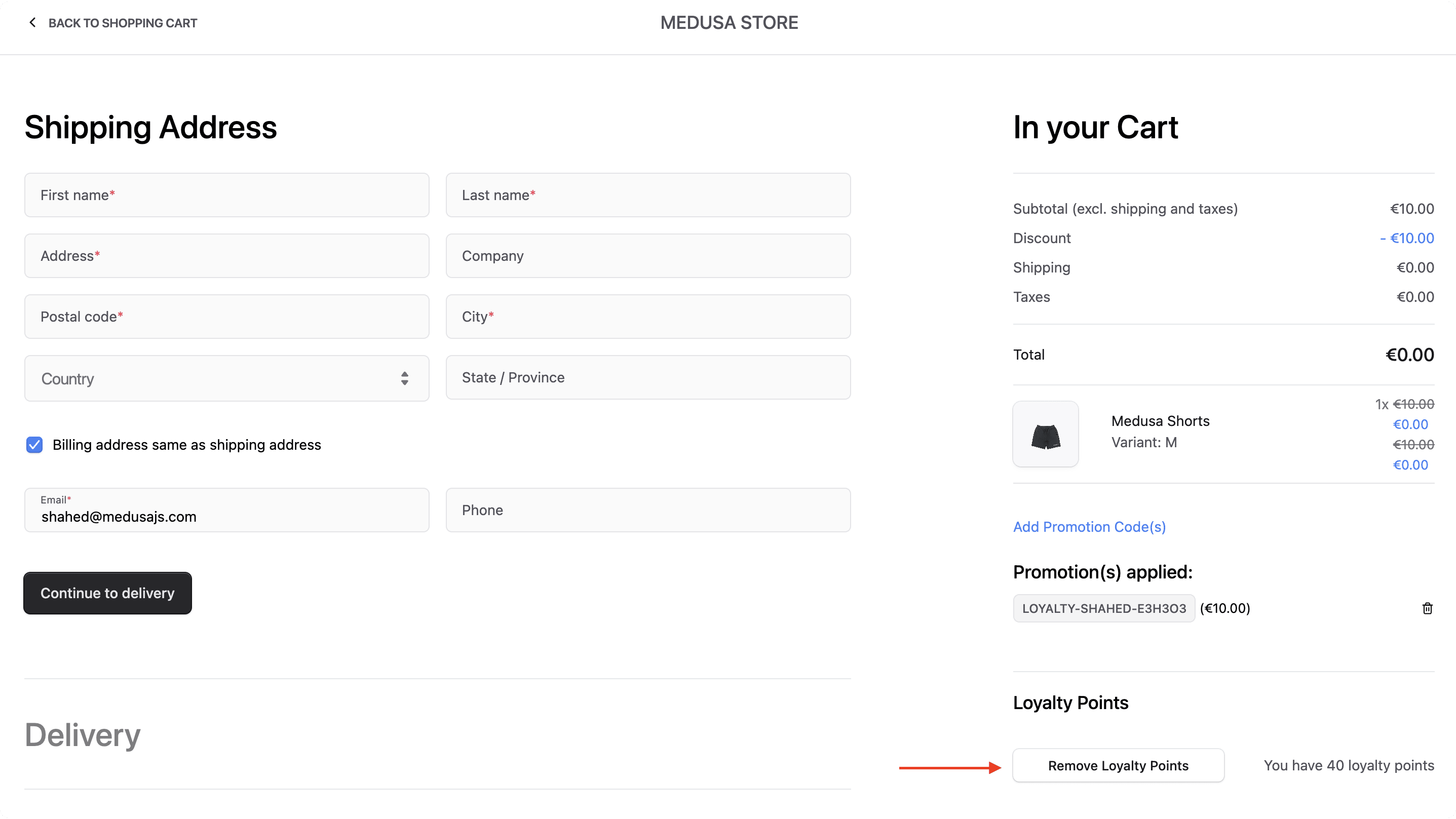 The "Remove Loyalty Points" button is shown in the "Loyalty Points" section