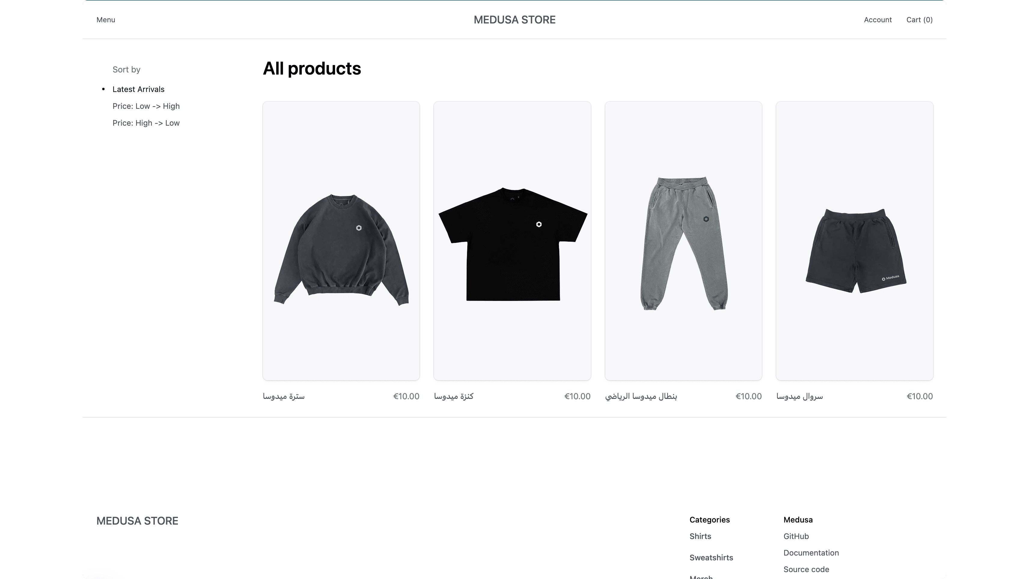 The product titles are shown in the selected locale