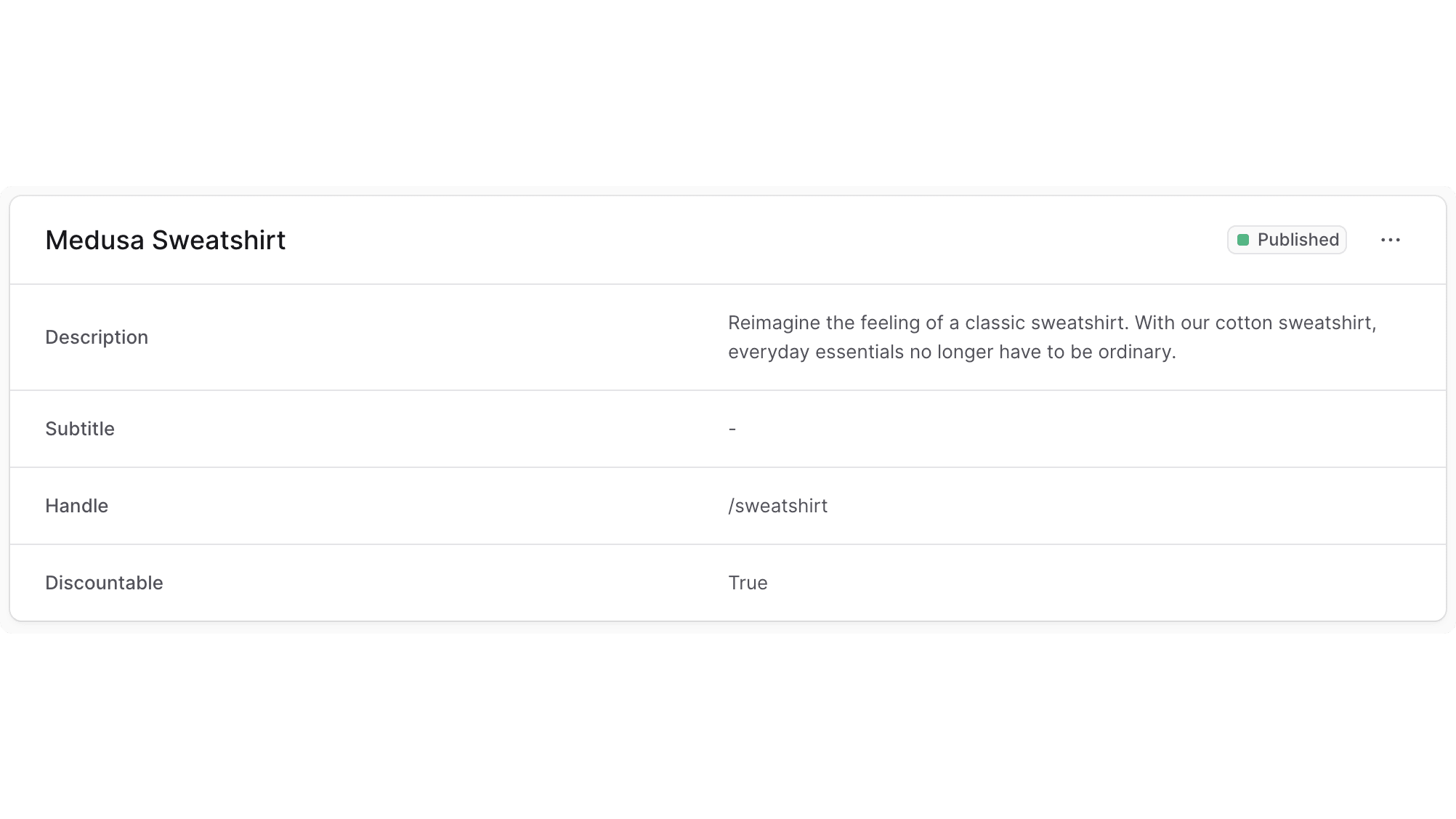 Example of a container in the Medusa Admin