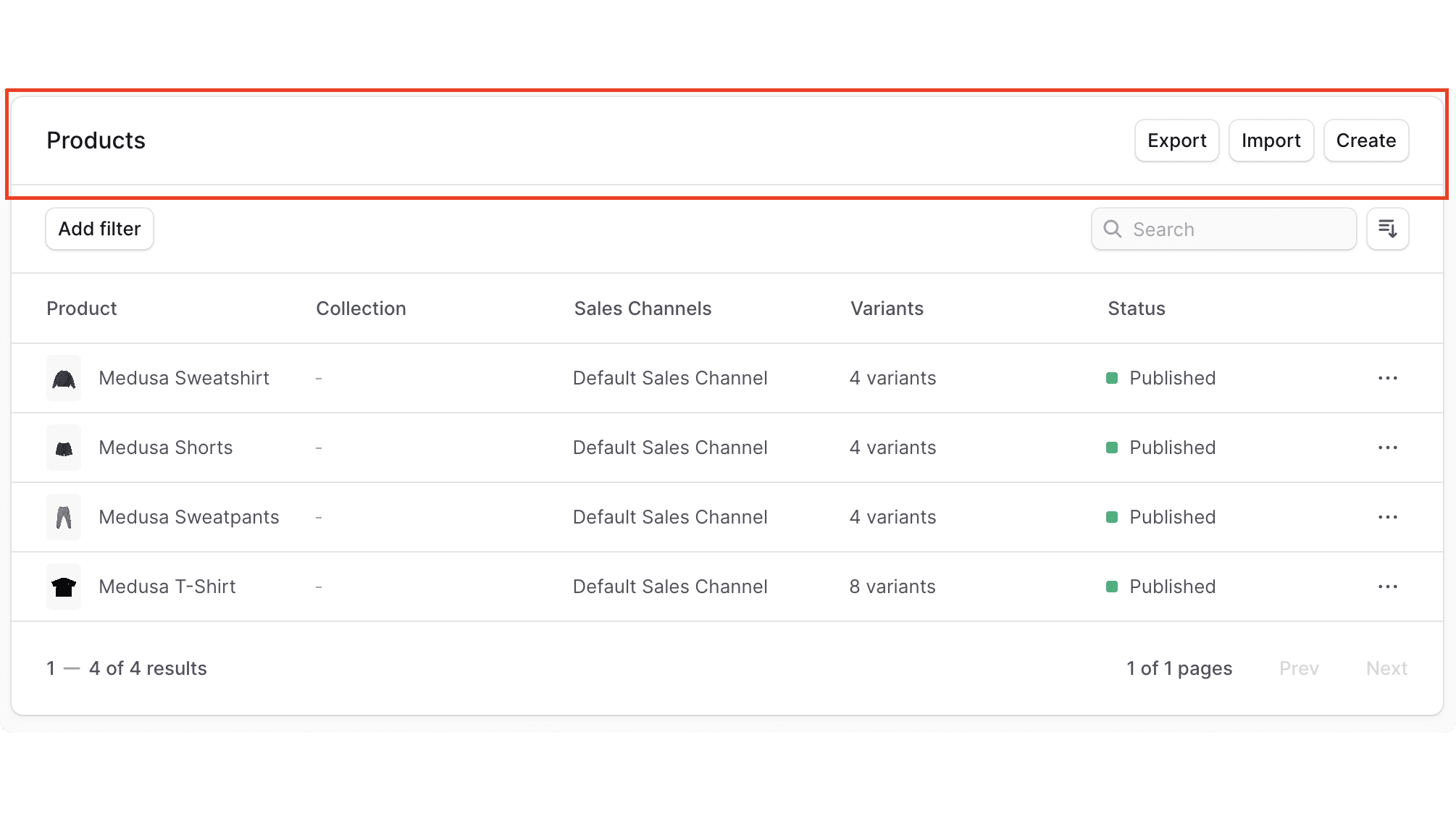 Example of a header in a section