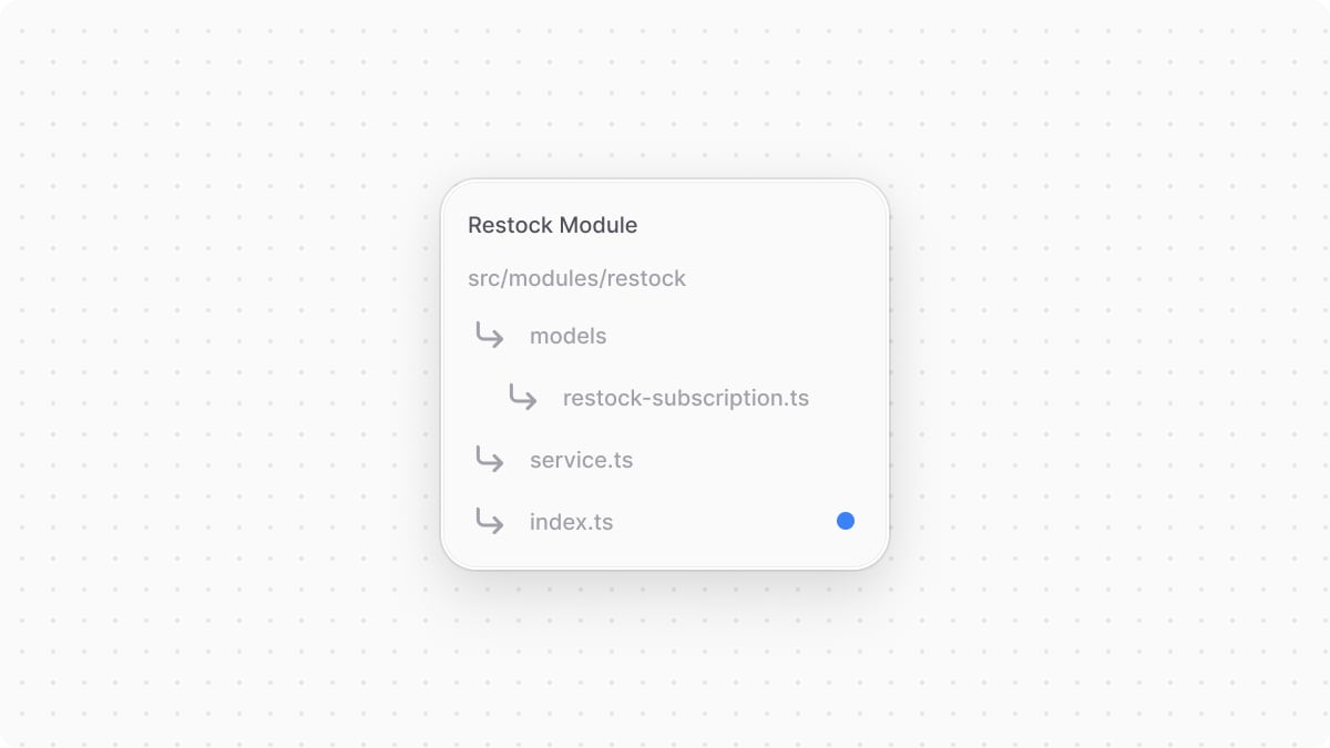 The directory structure of the Restock Module after adding the definition file.