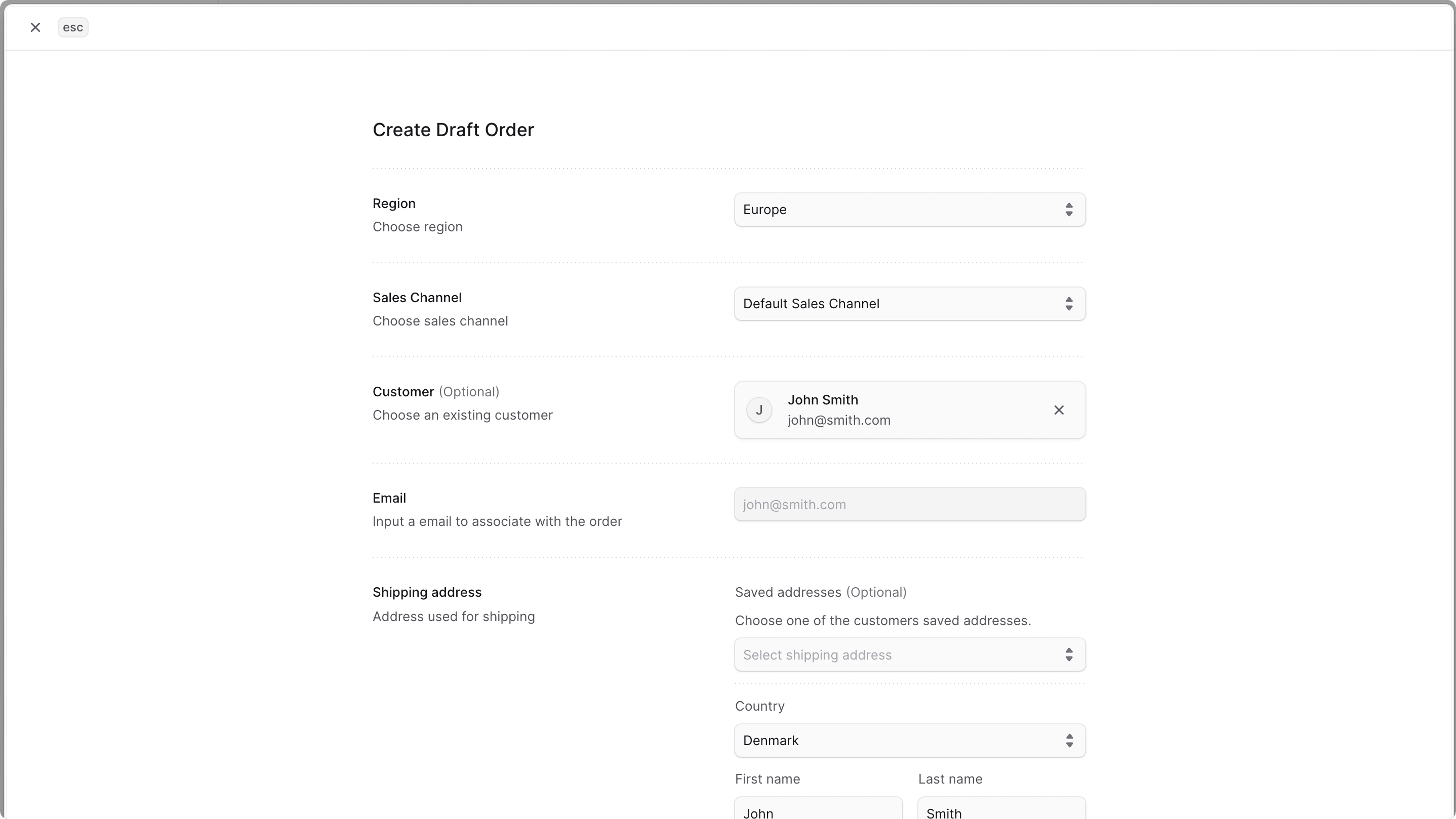 Draft order form