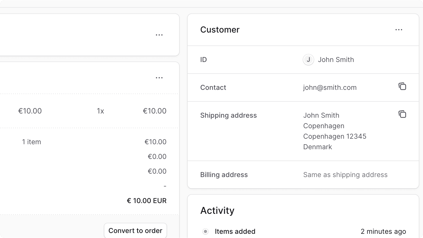 Customer Section