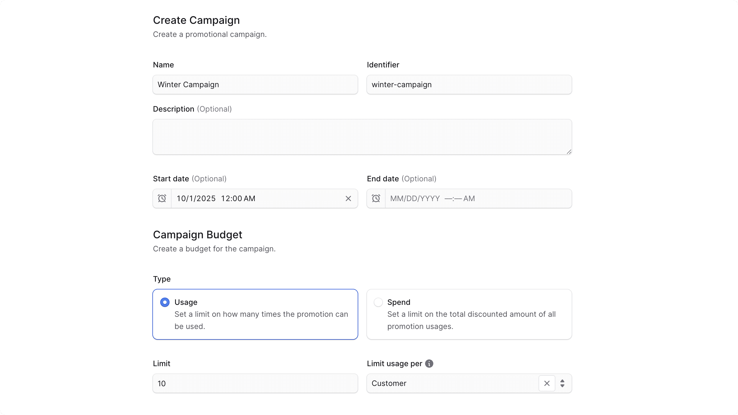Create Campaign Form