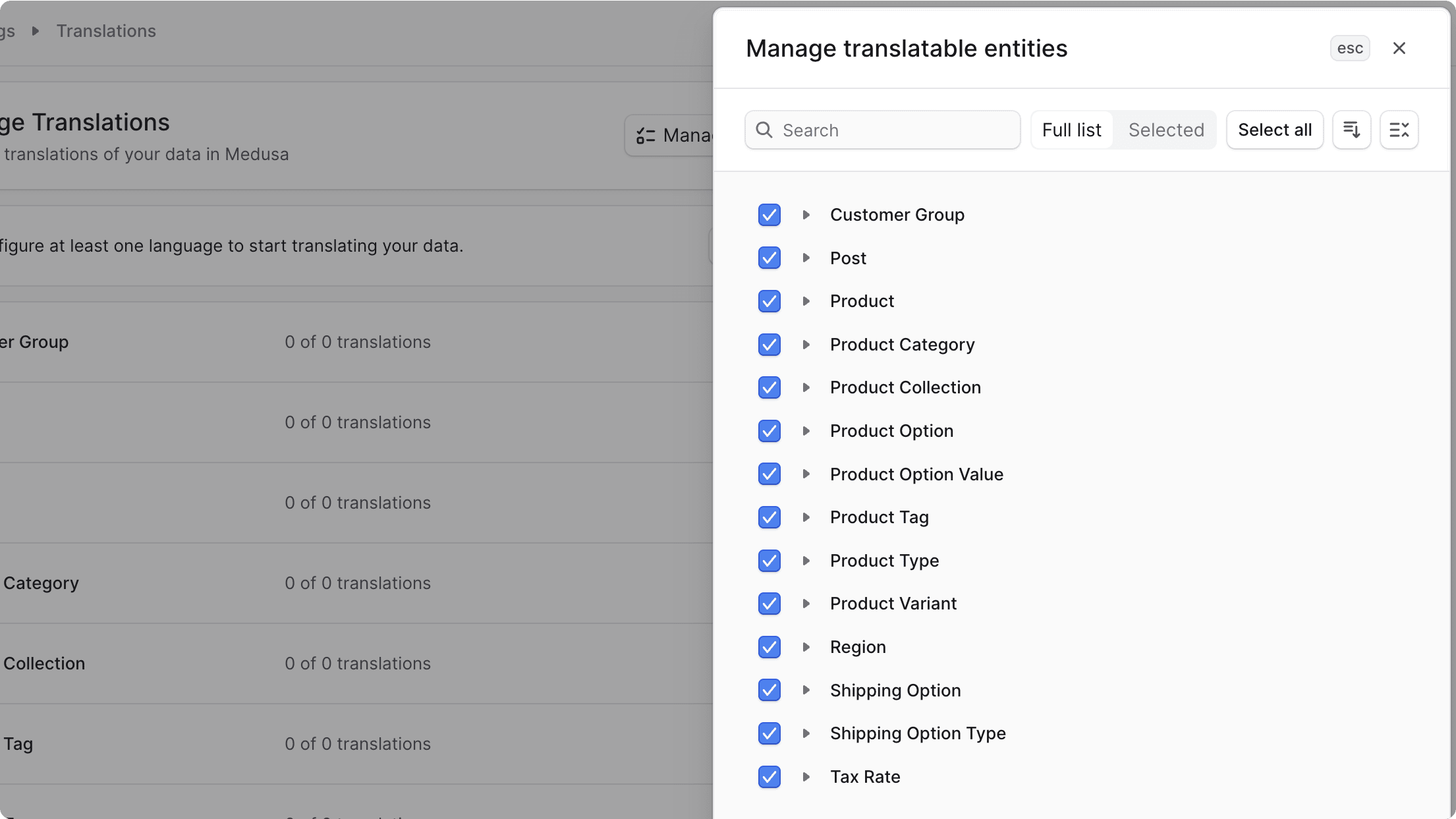 Form to manage translatable resources and their fields