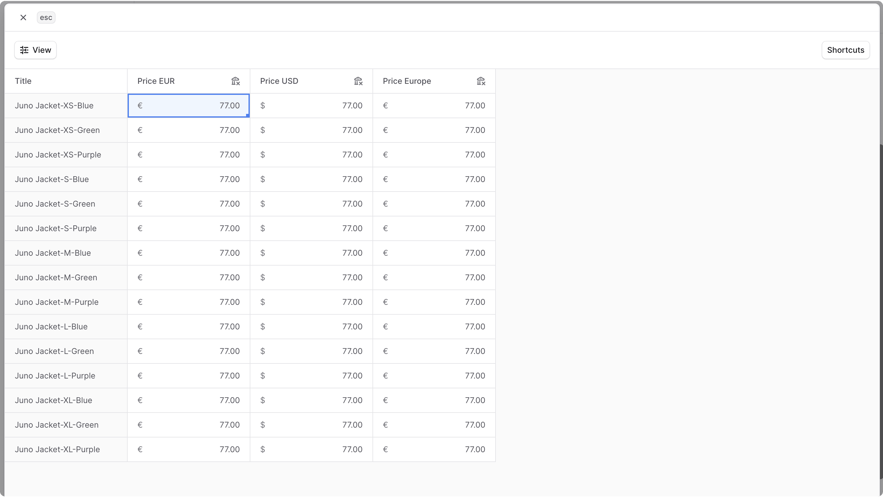 Bulk Editor Example