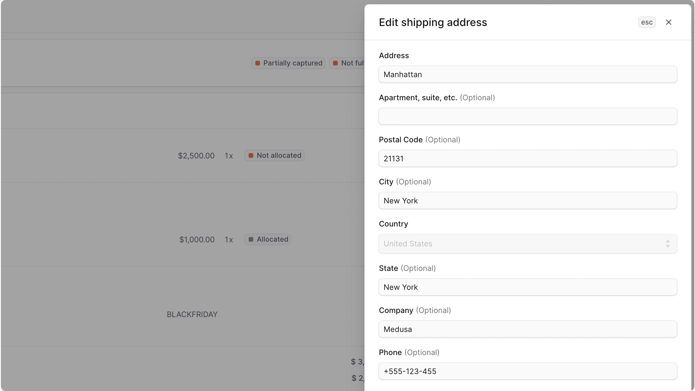 Edit Shipping Address Form