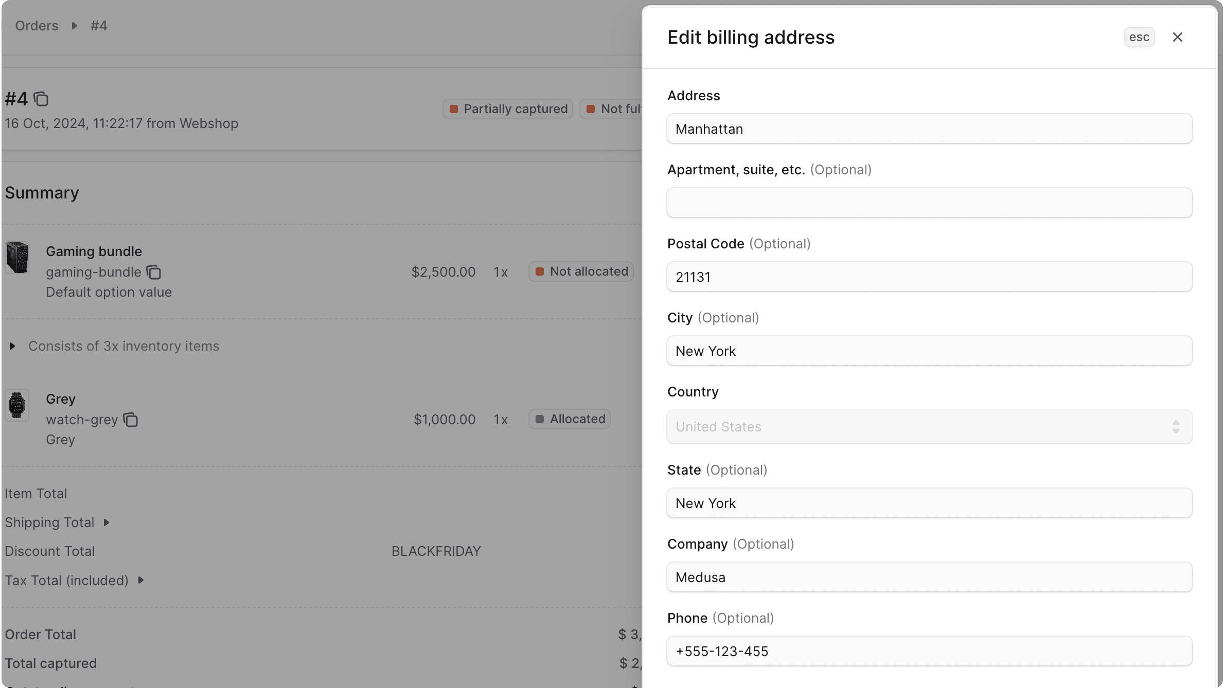 Edit Billing Address Form