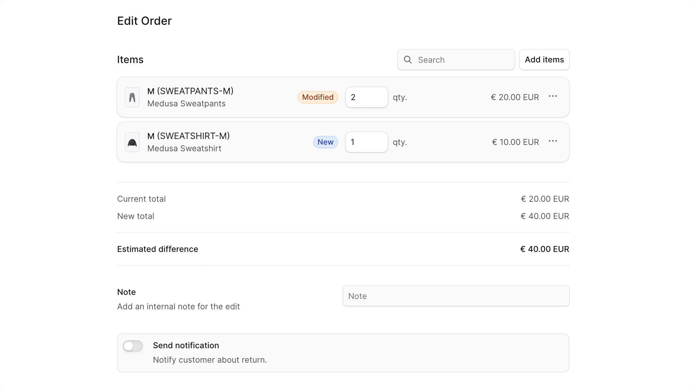 Order Edit Form