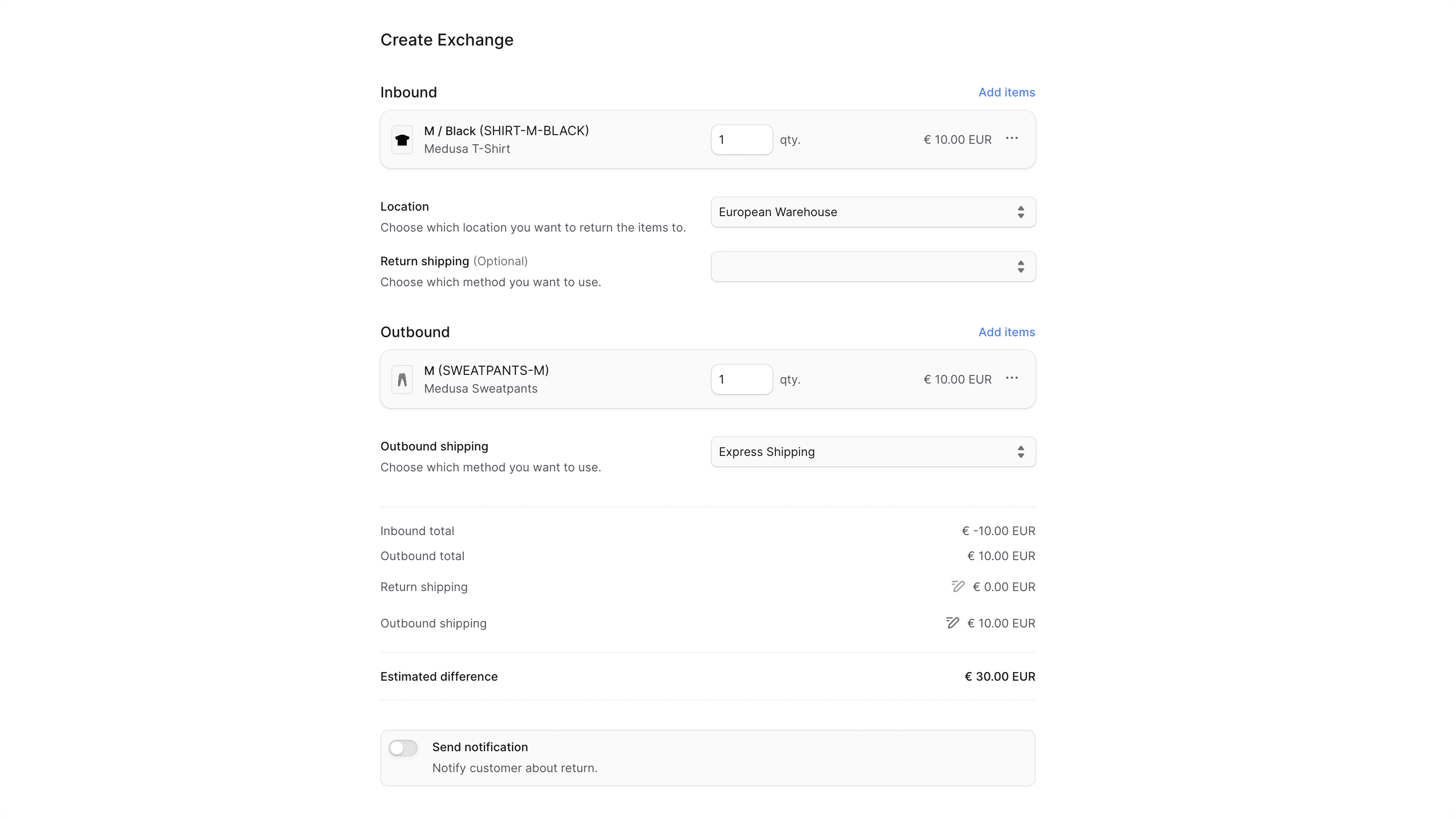 Create Exchange Form