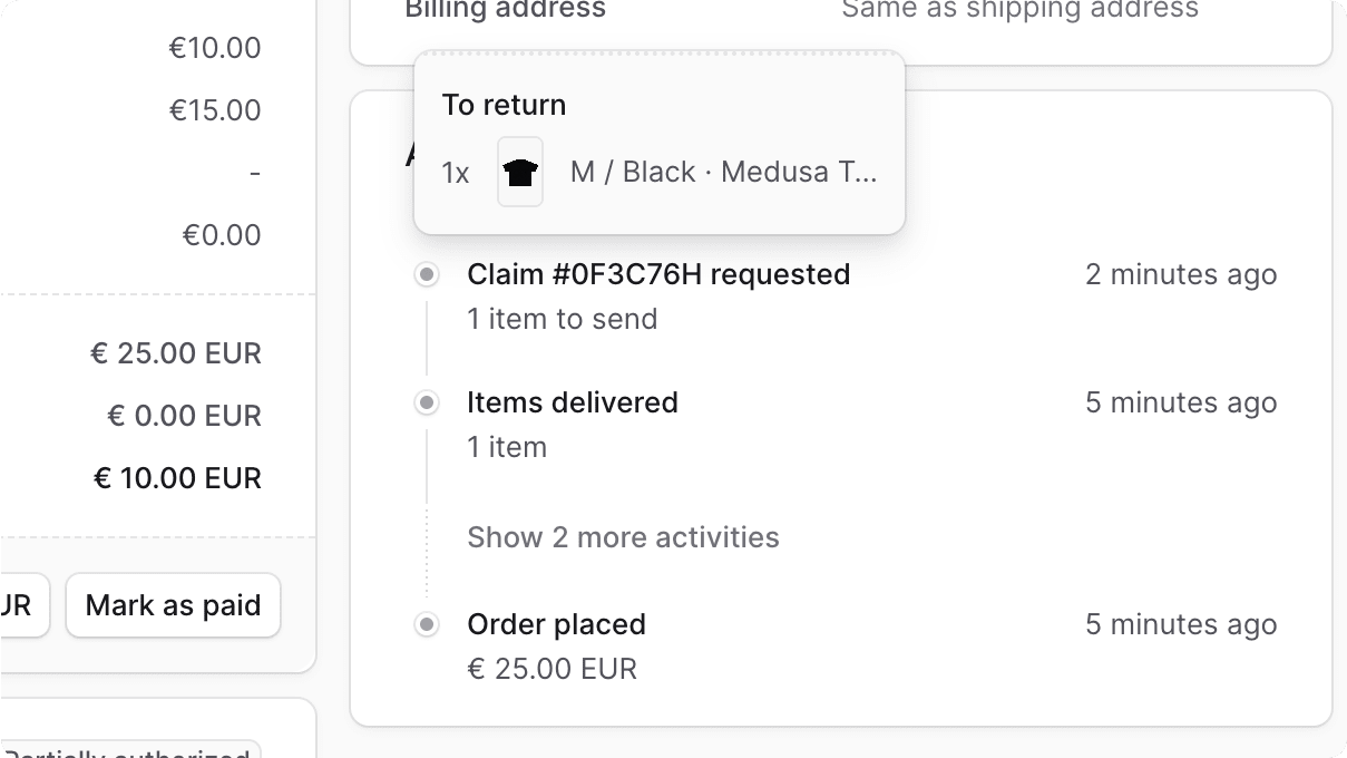 Claim in Activity section