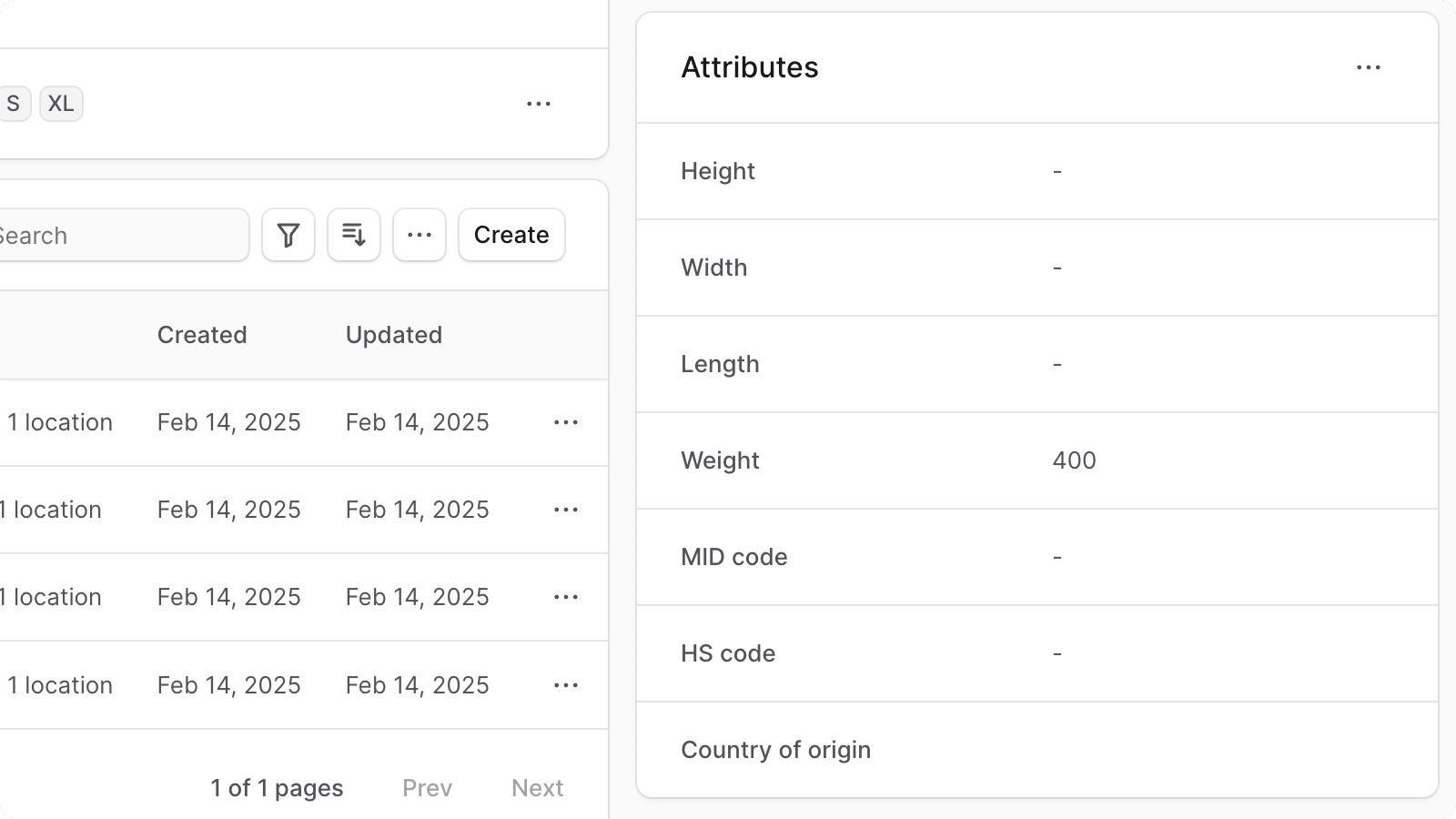 Attributes Section