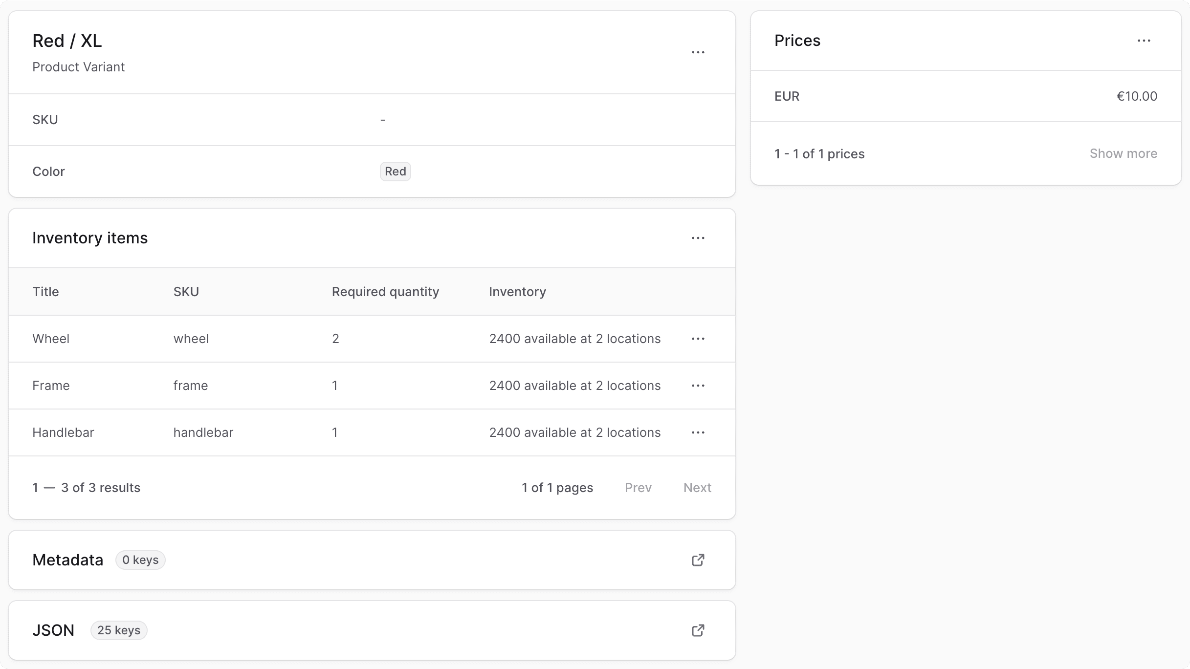 Product Variant Details