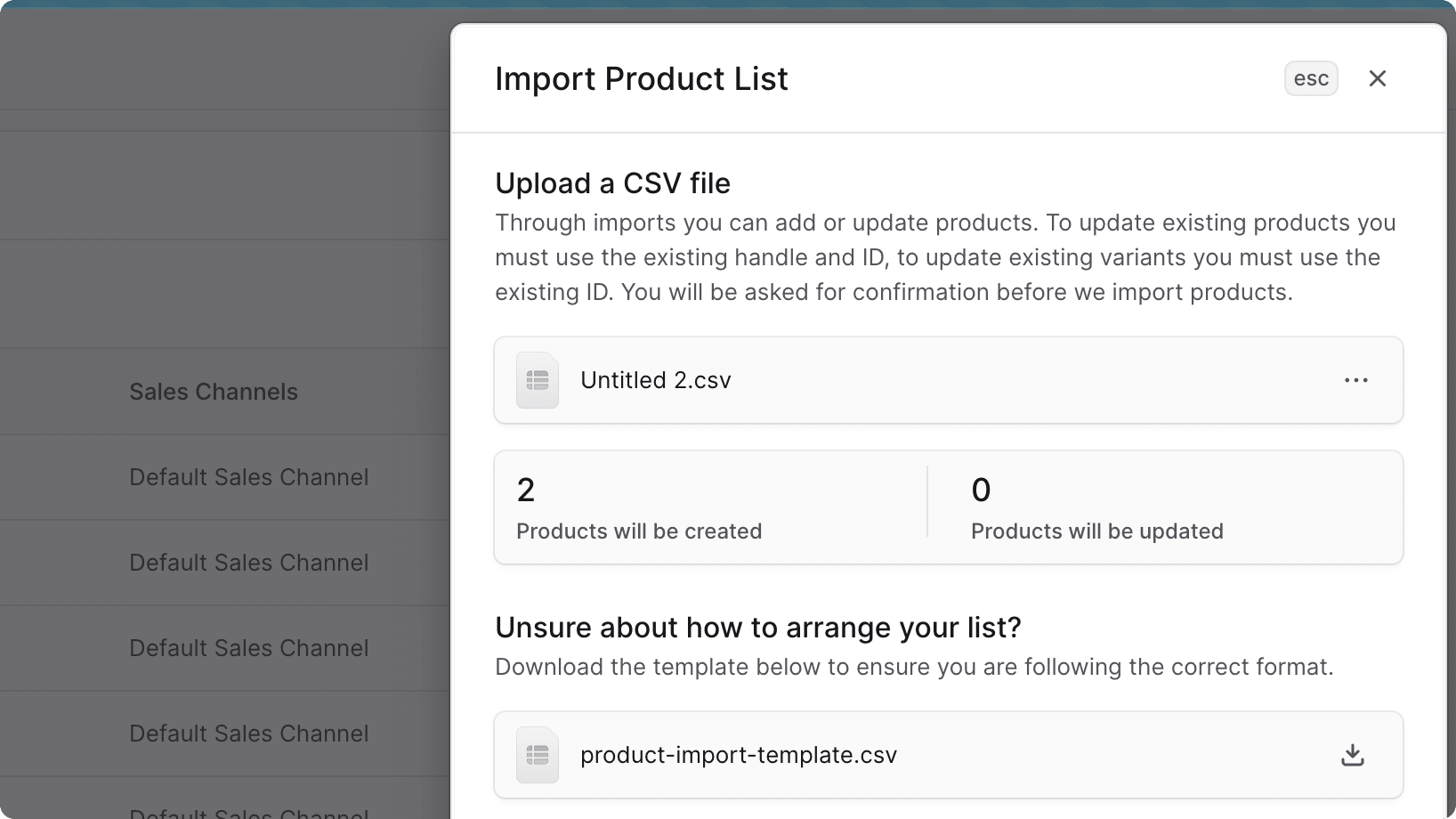 Import Products Form