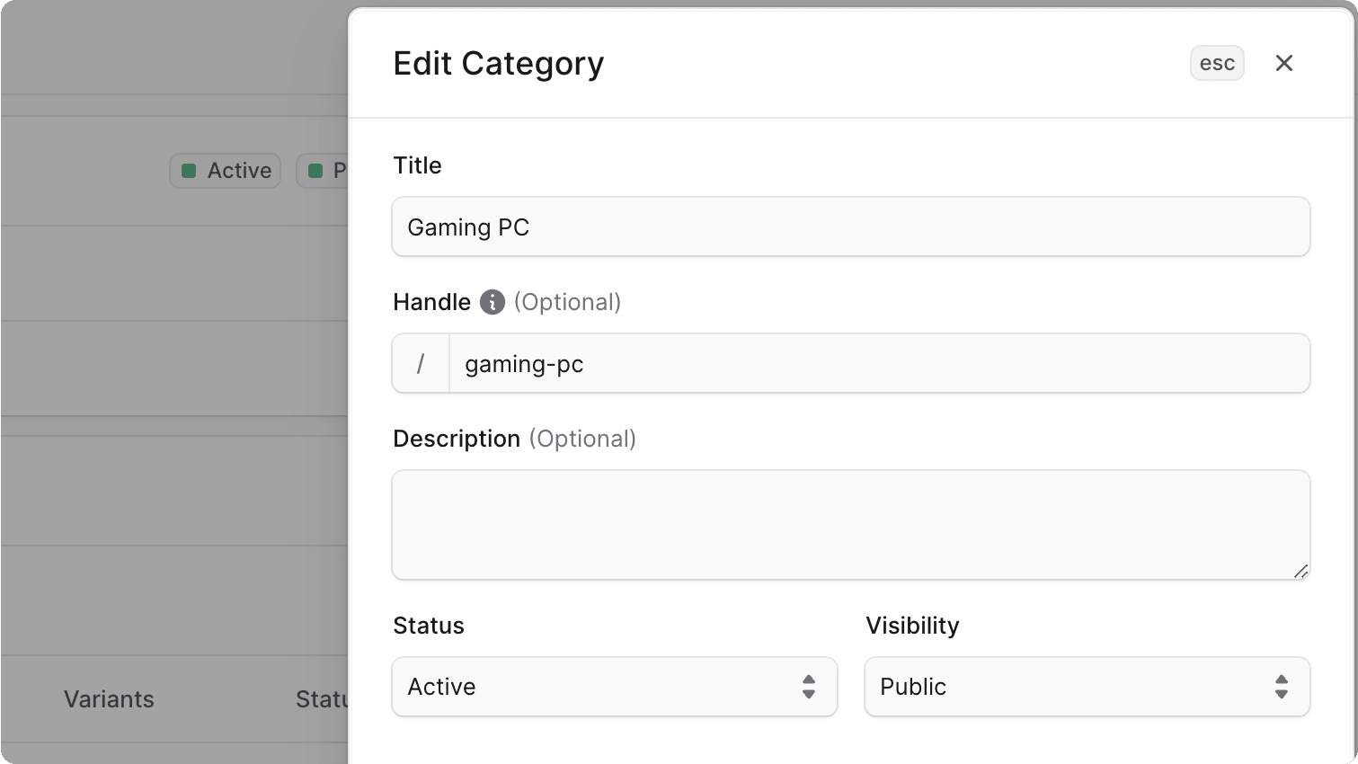 Edit category details