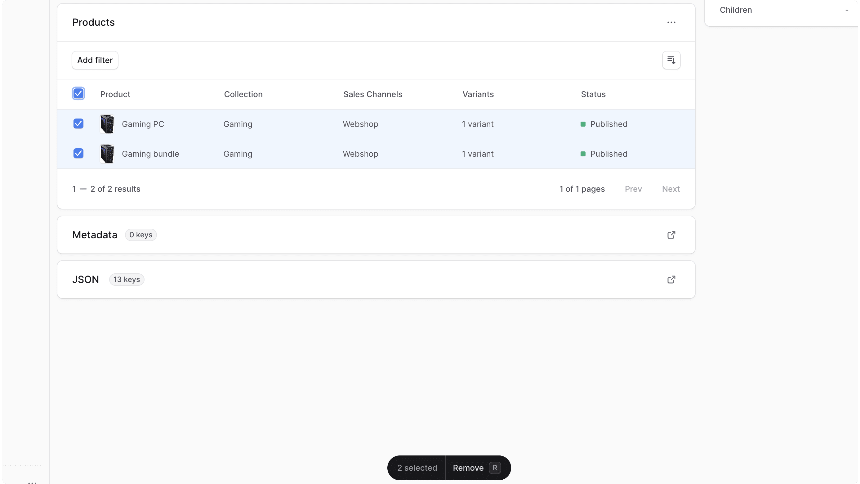 Remove products from category