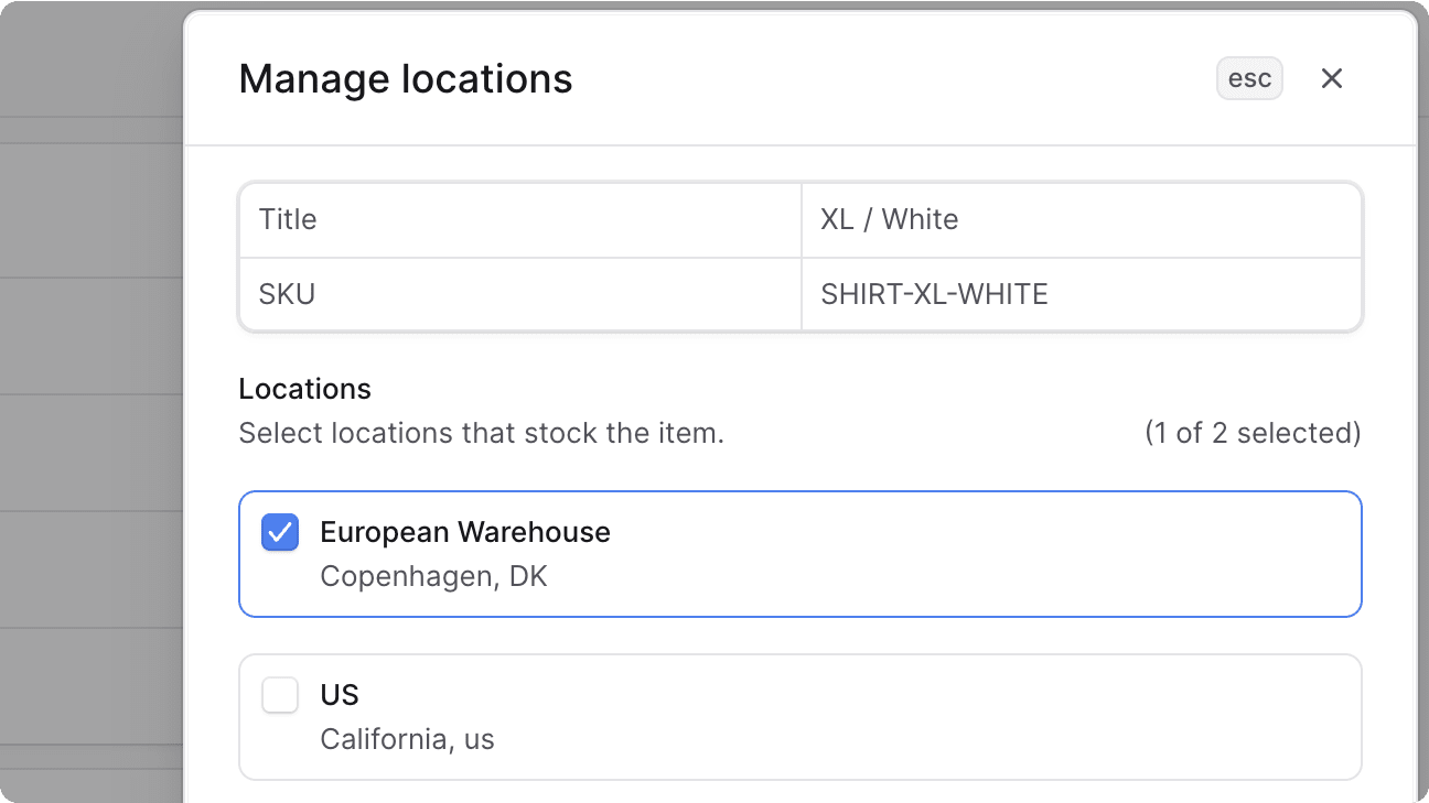 Manage Locations Form