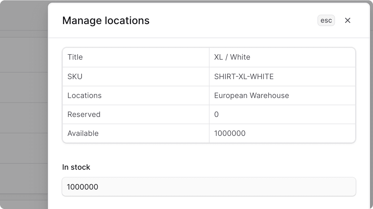 Manage Quantity Form