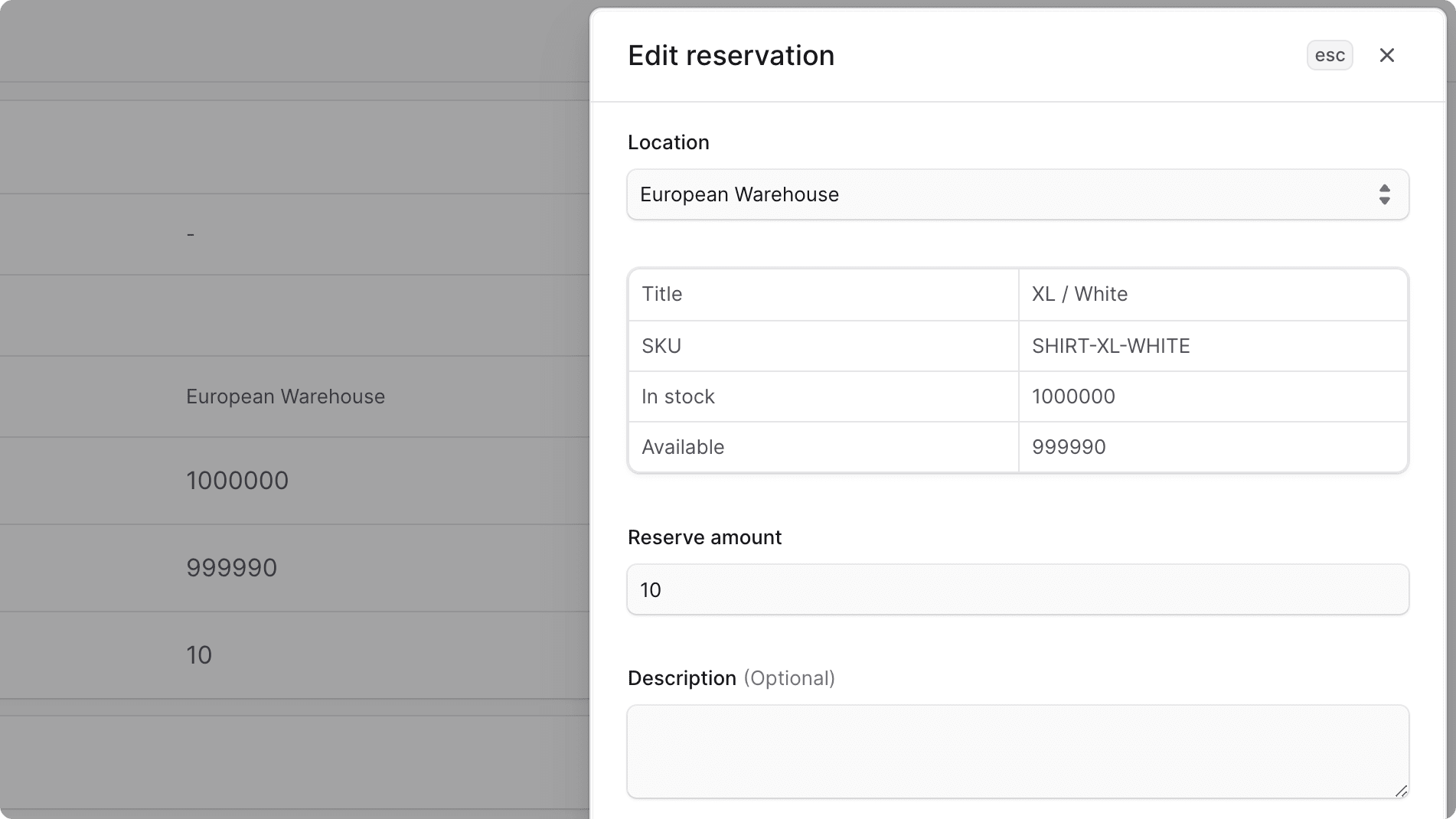 Edit Reservation form
