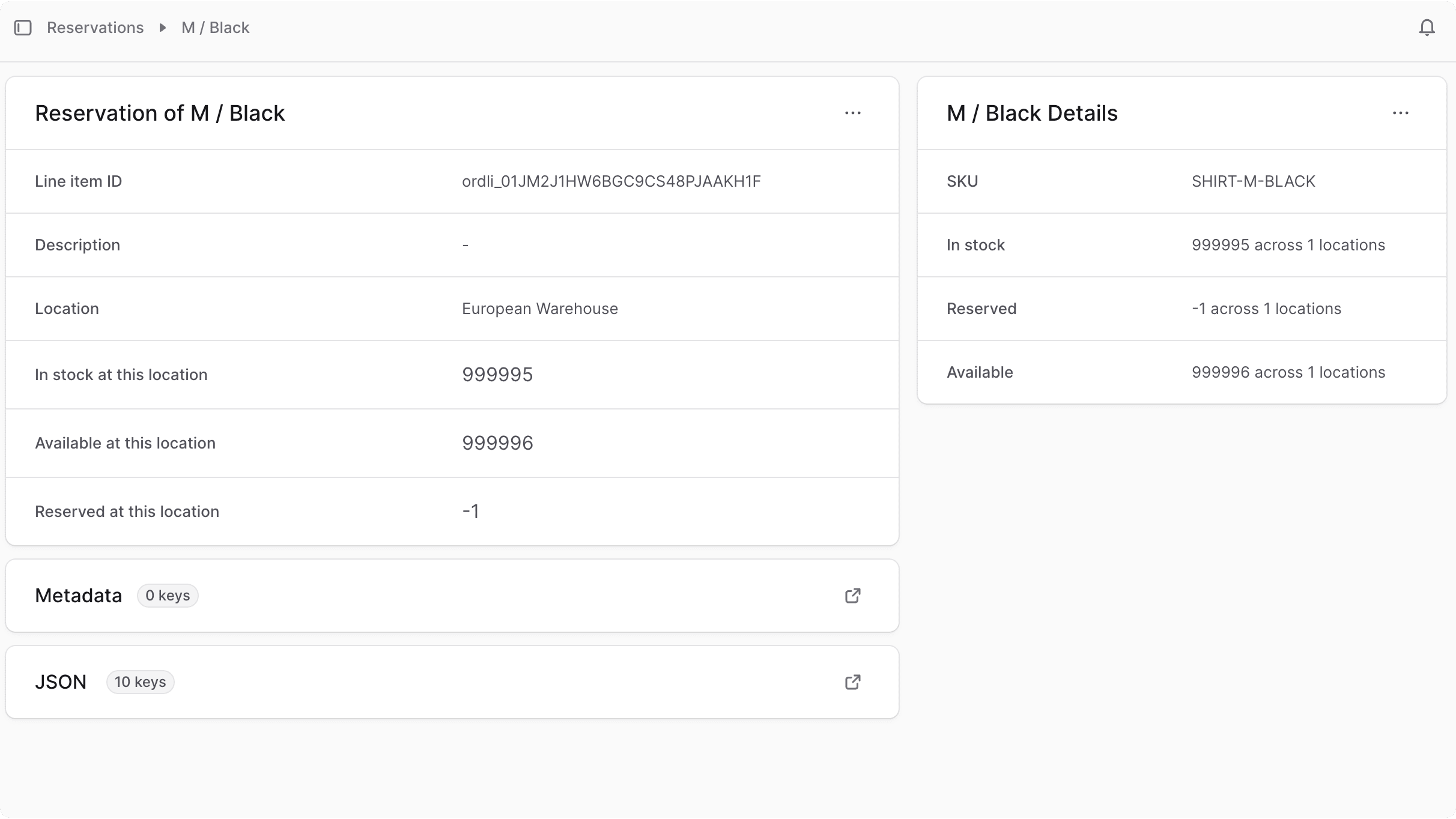 Reservation details page