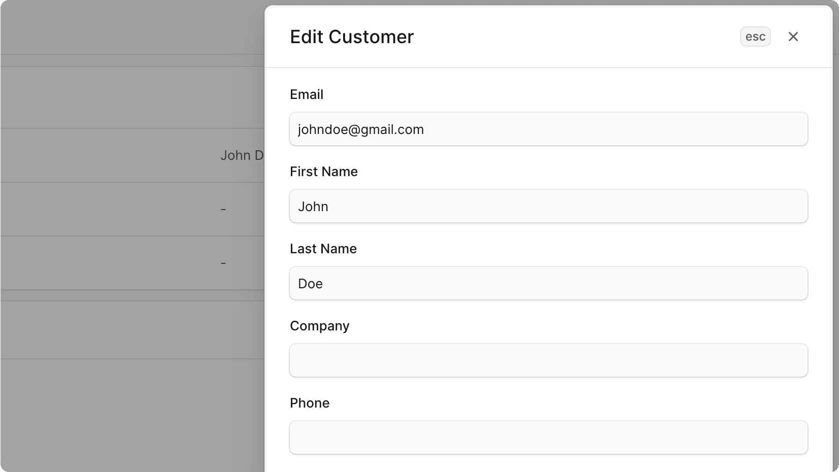 Edit Customer Form