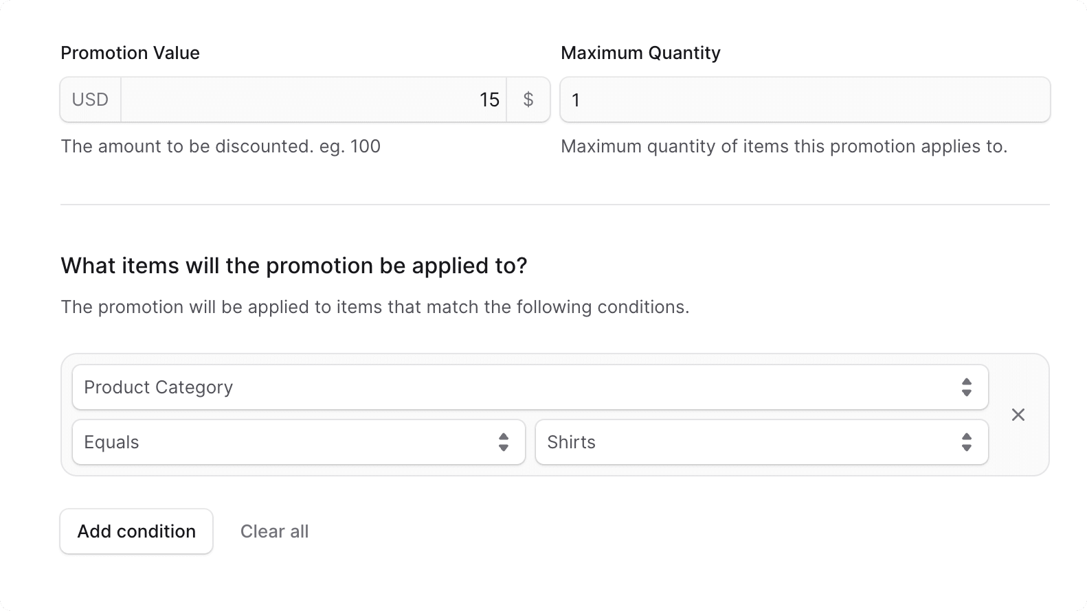 What items will the promotion be applied to section
