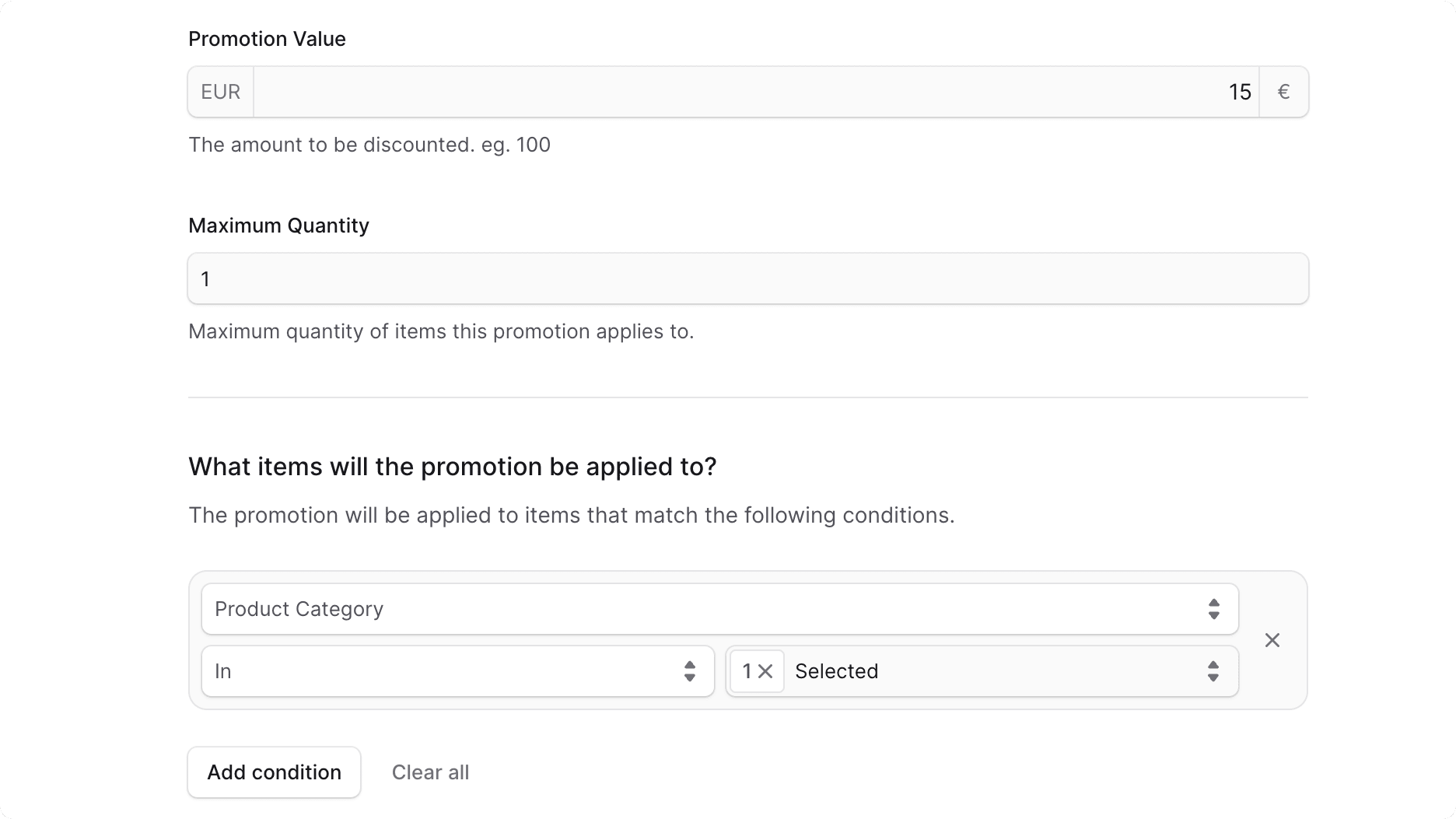 What items will the promotion be applied to section
