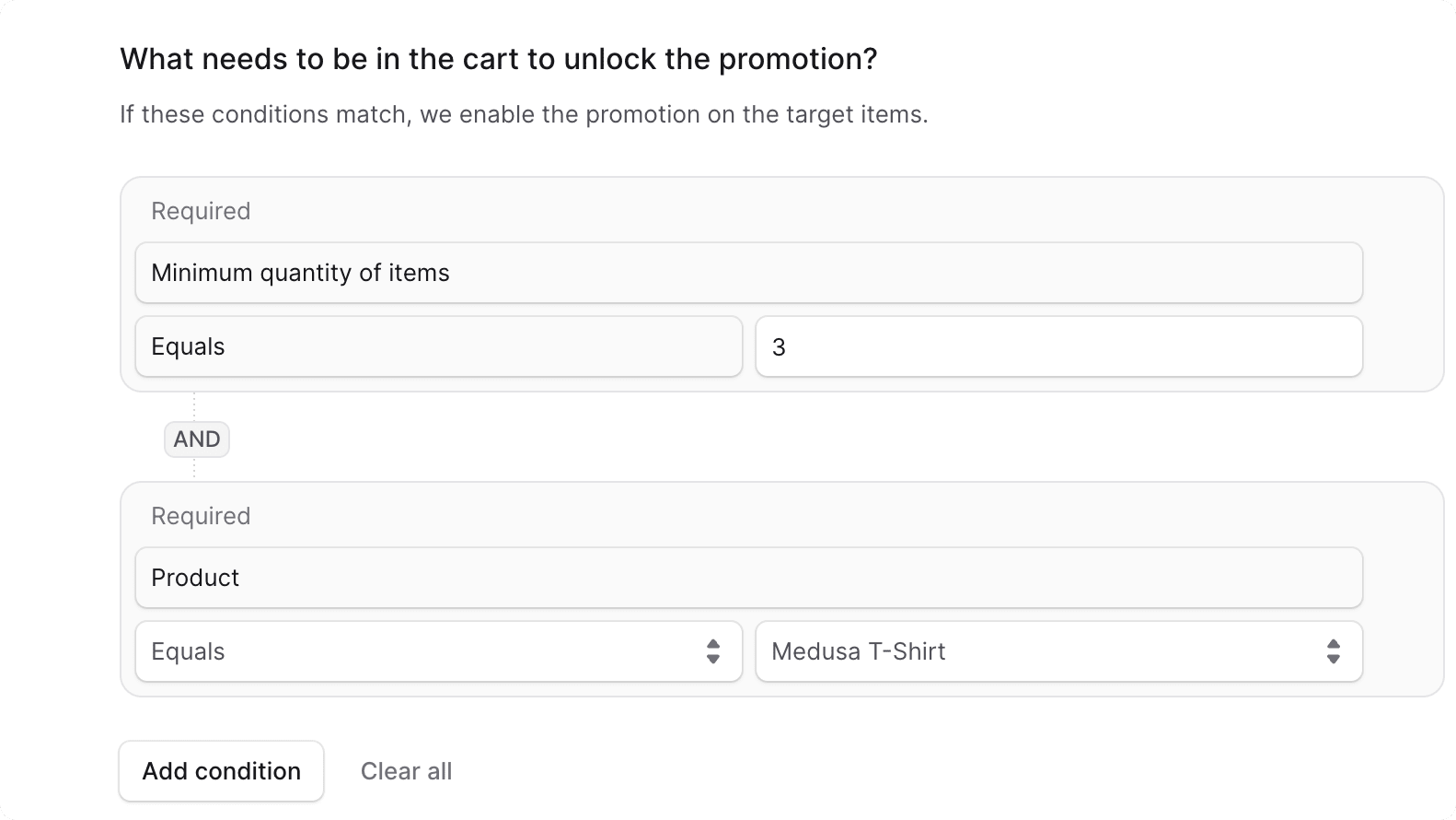 What needs to be in cart to unlock promotion section