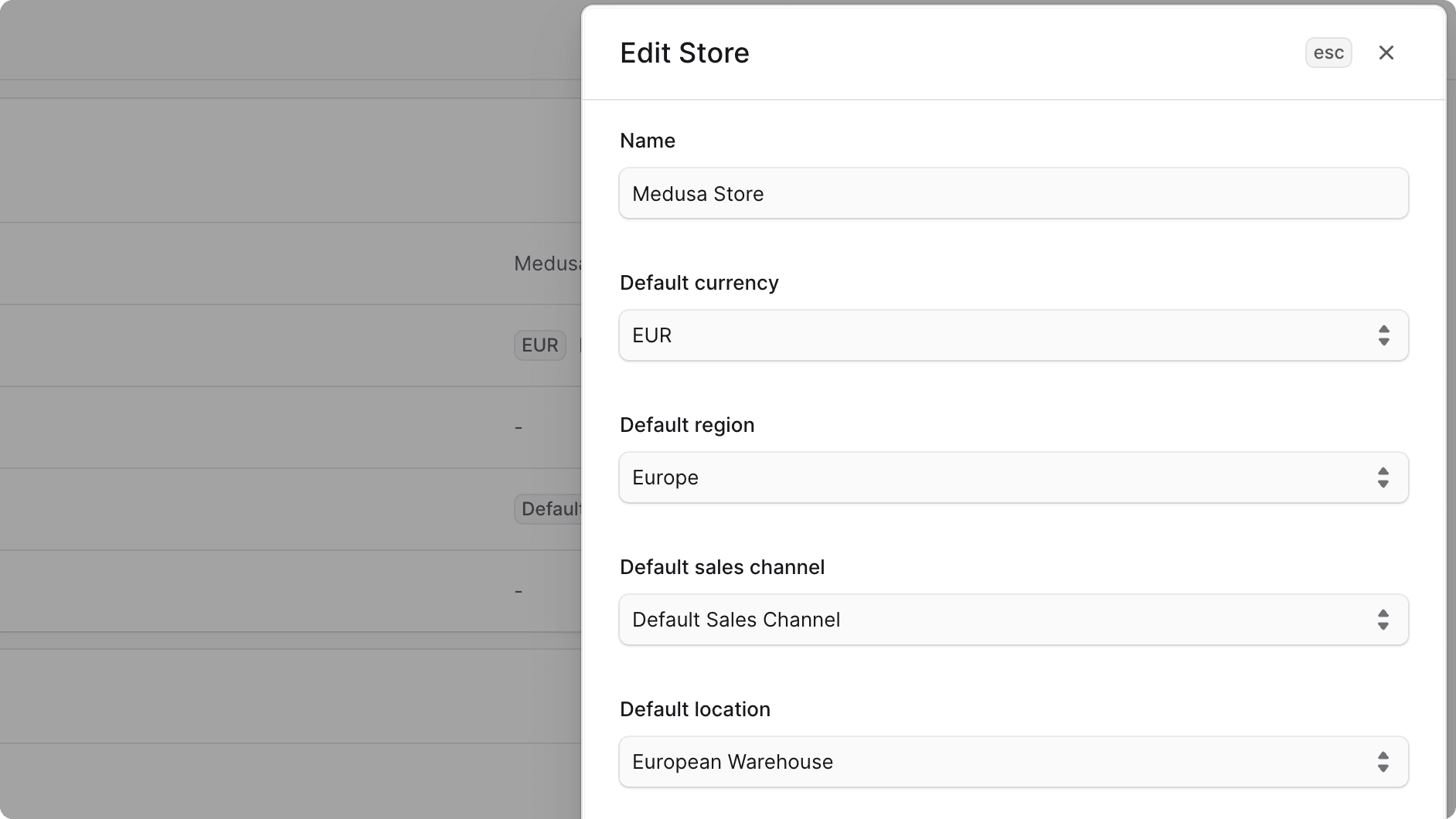 Edit store form