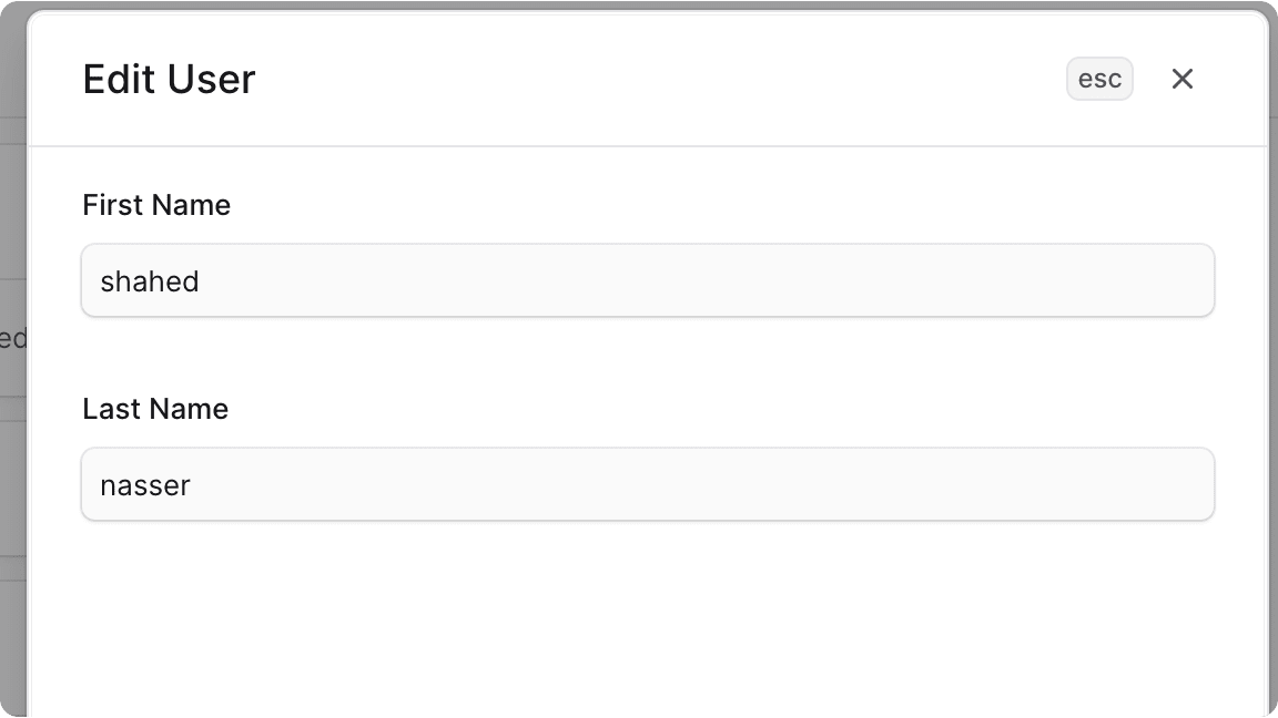Edit user details form