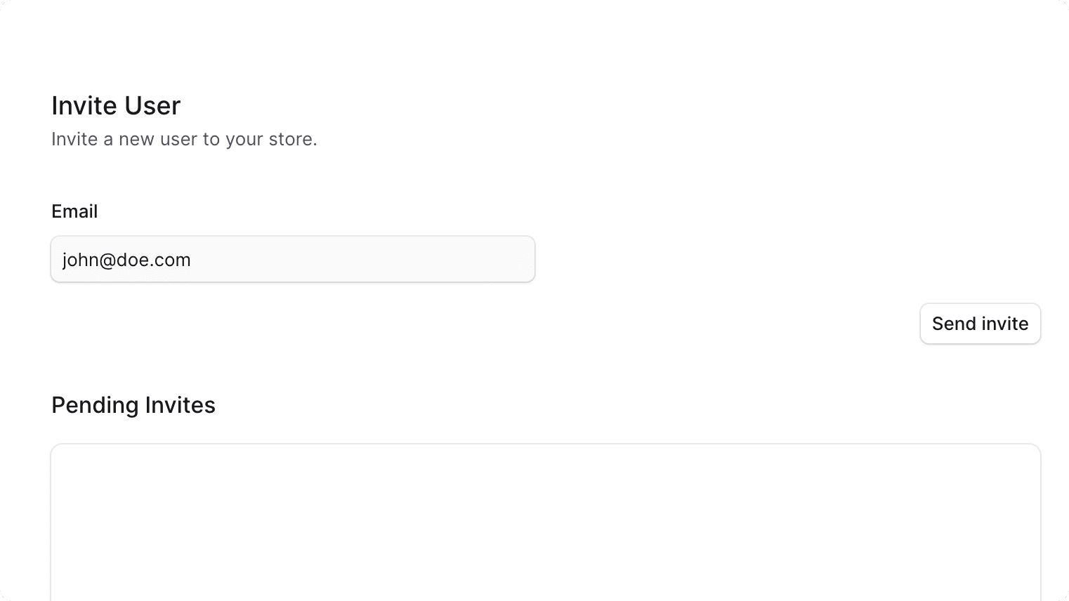 Invite user form