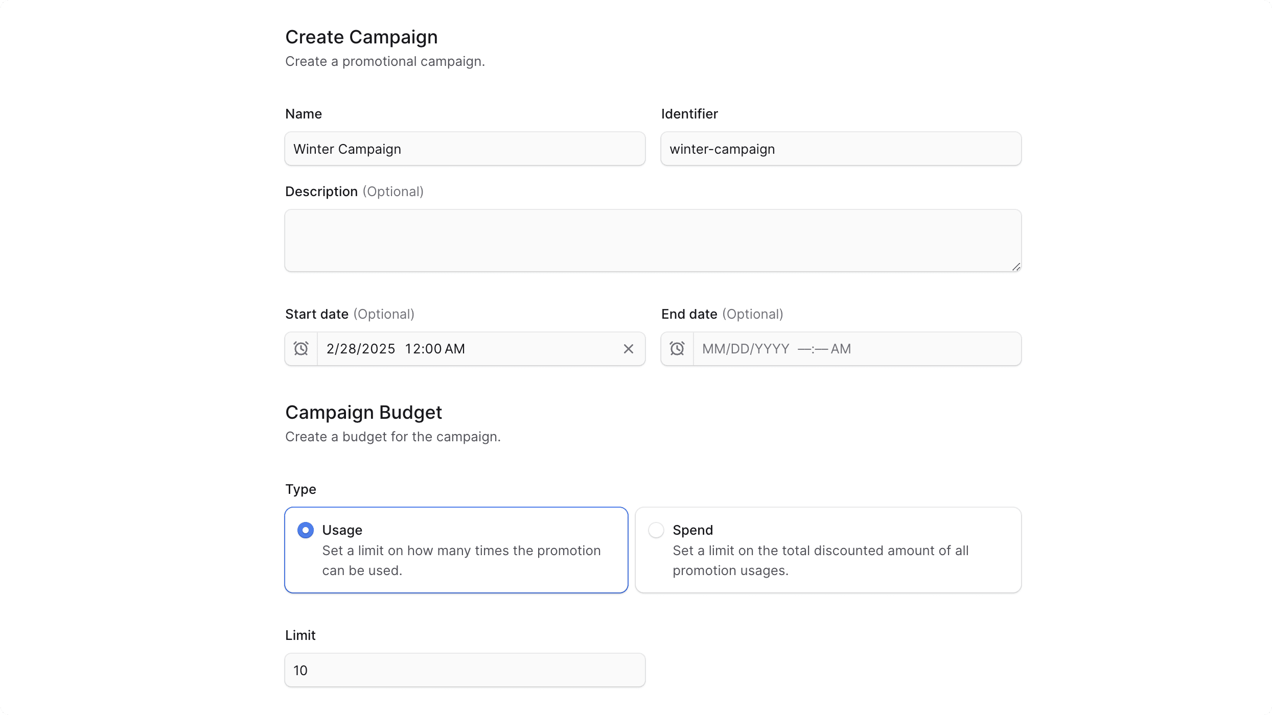 Create Campaign Form