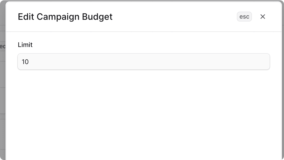 Edit Campaign Budget Limit
