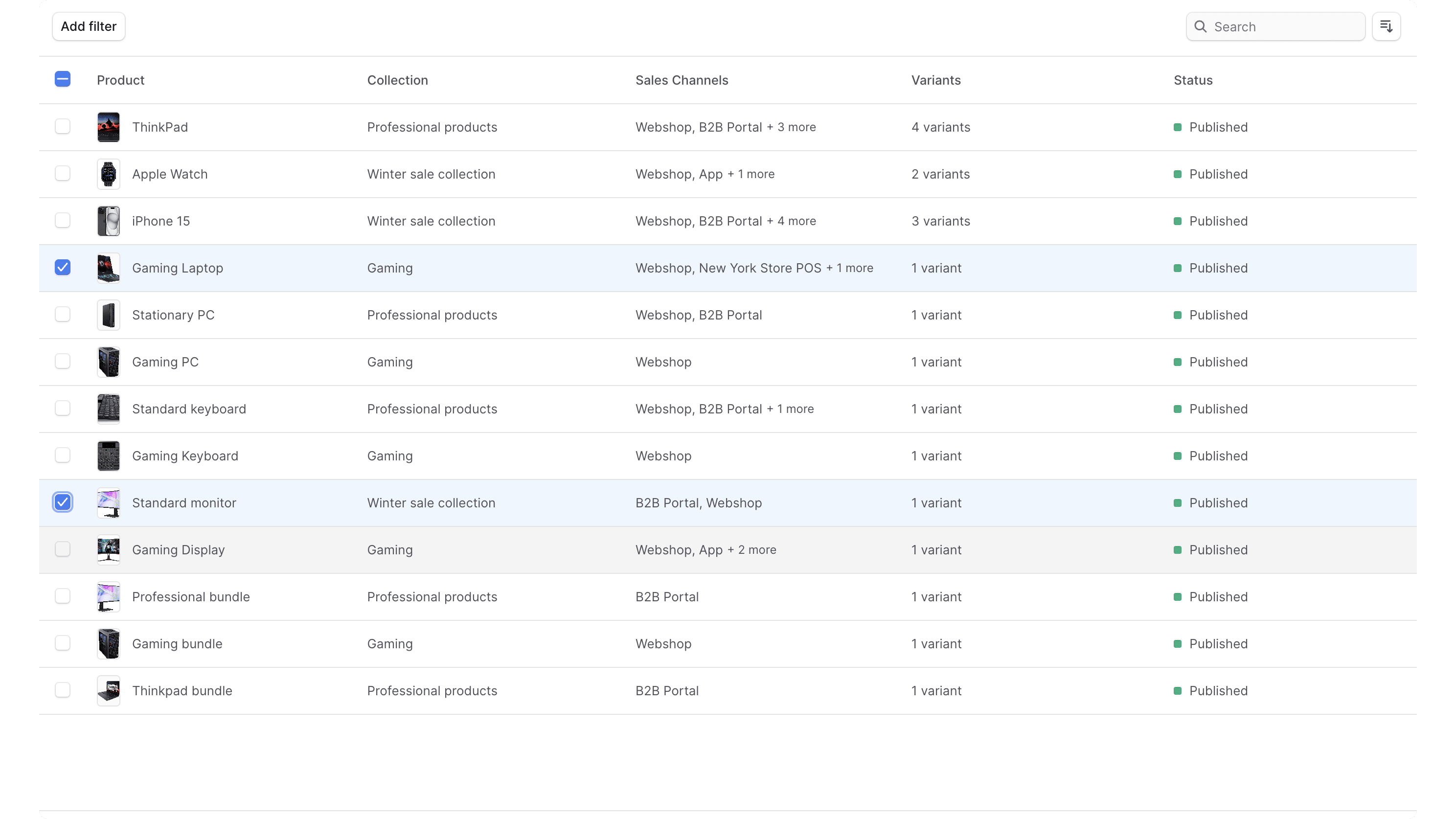 Create Price List Products Form