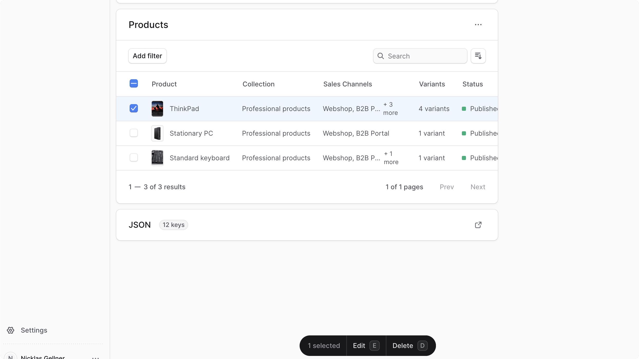Remove products from price list