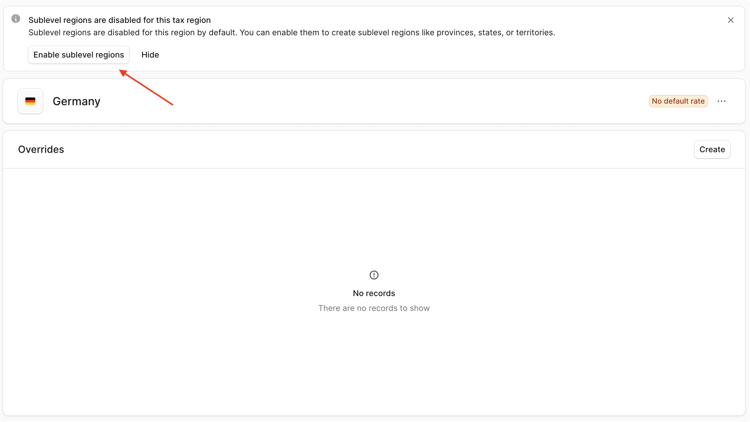 Enable sublevel regions alert