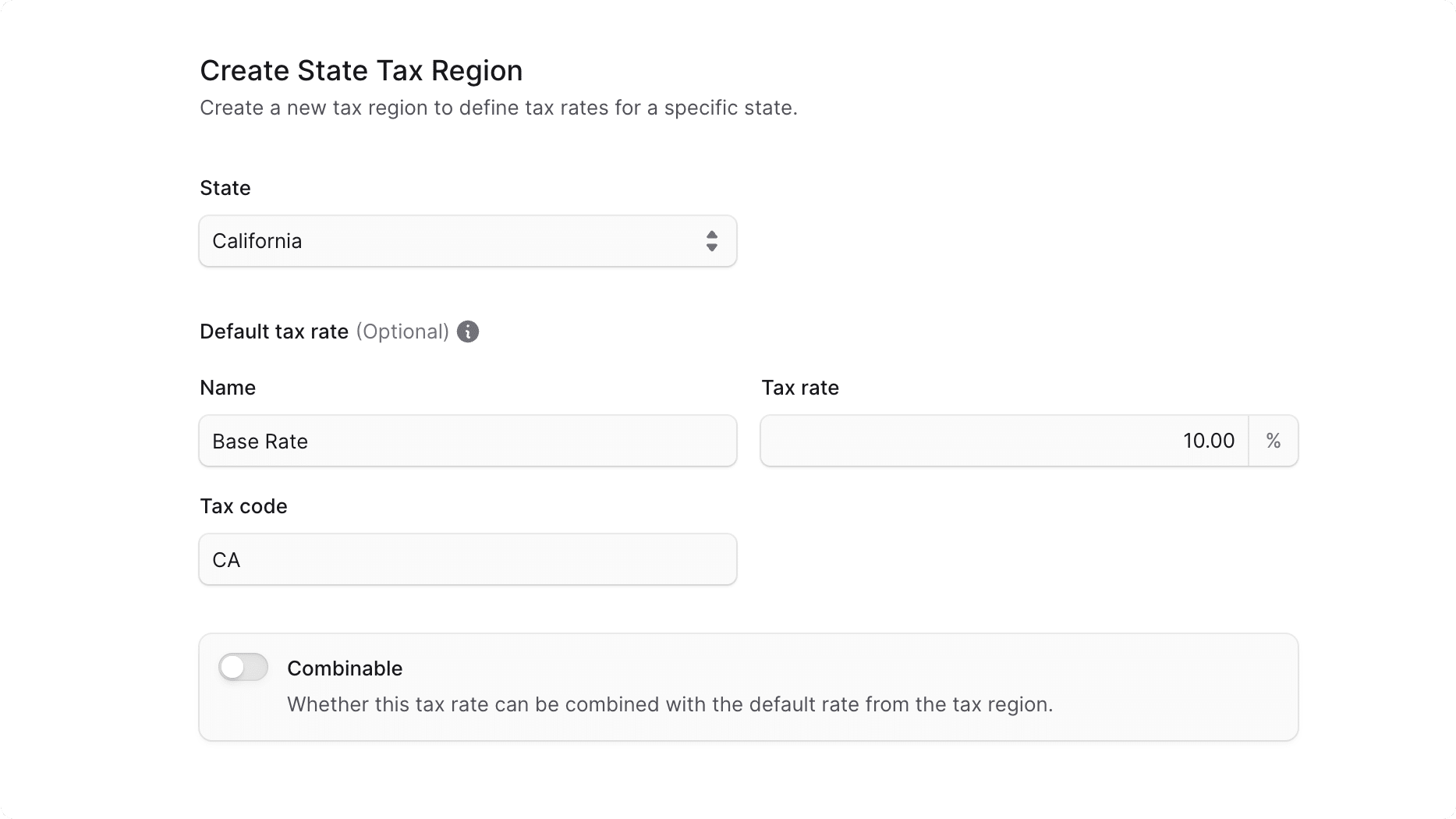 Create sublevel region form