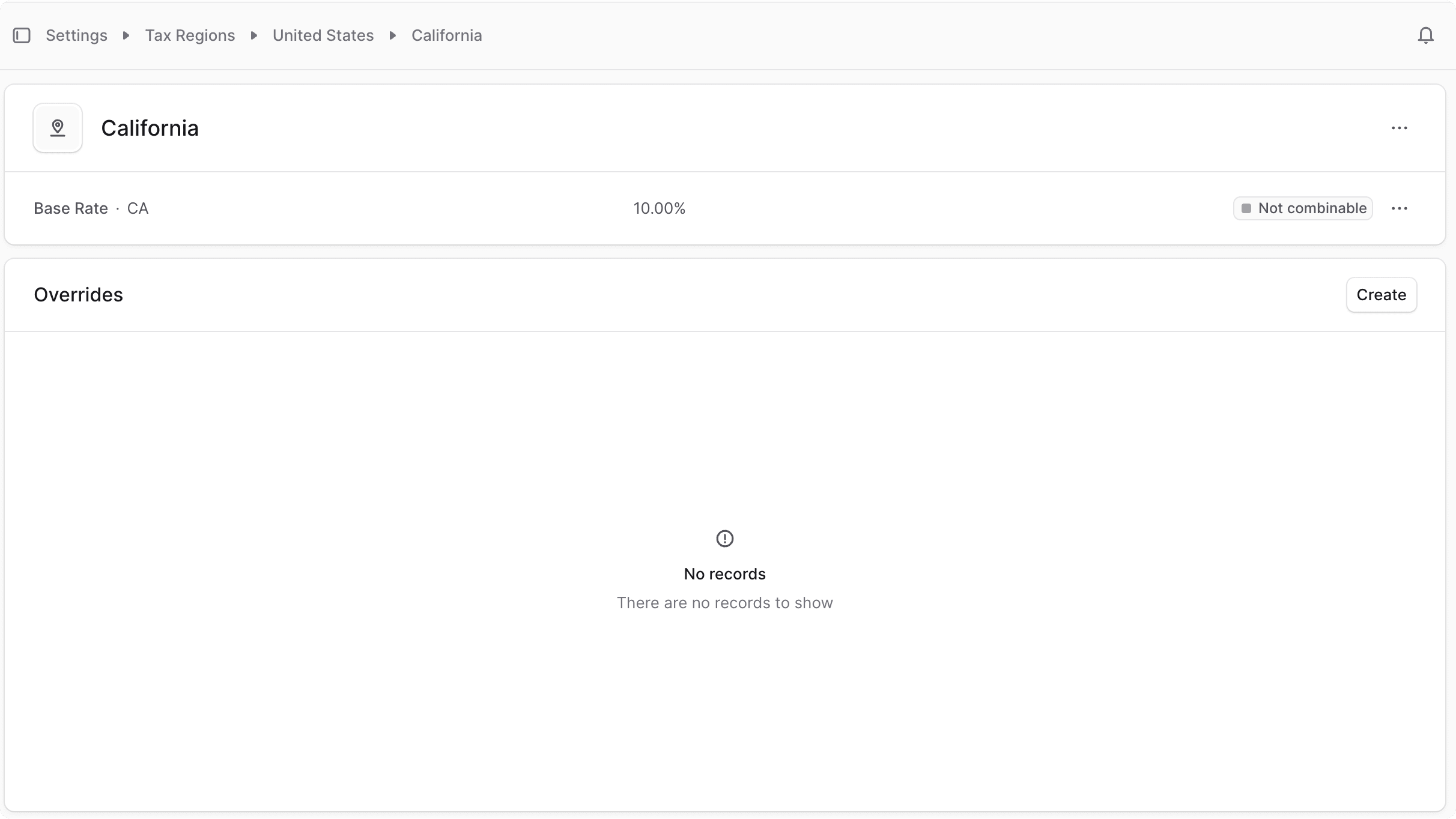 Sublevel tax region details page