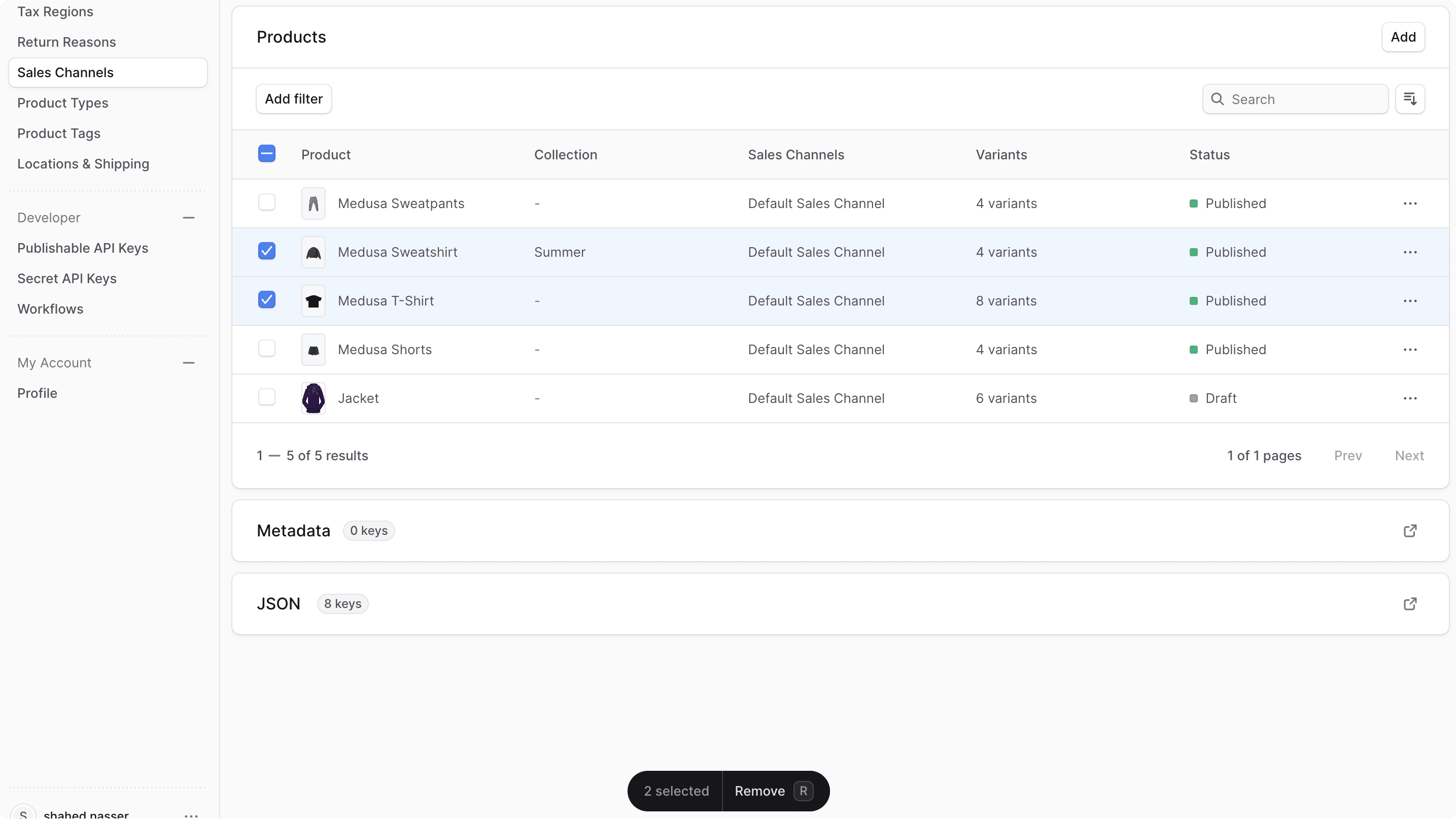Remove products from sales channel
